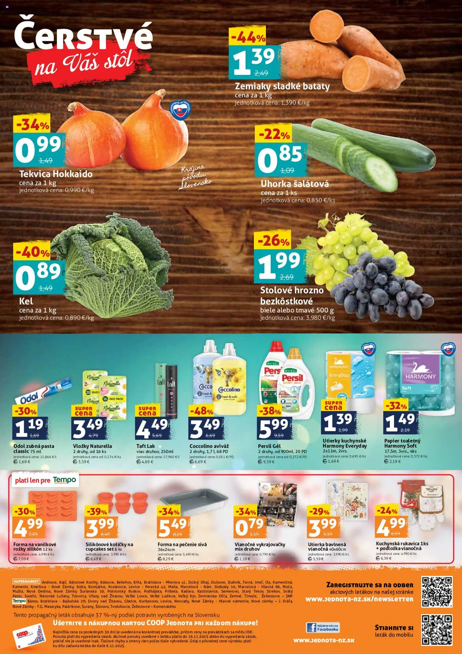 Nové COOP Jednota akcie – leták je platný od 14.11.2025 | Strana: 4 | Produkty: Stôl, Zubná pasta, Aviváž