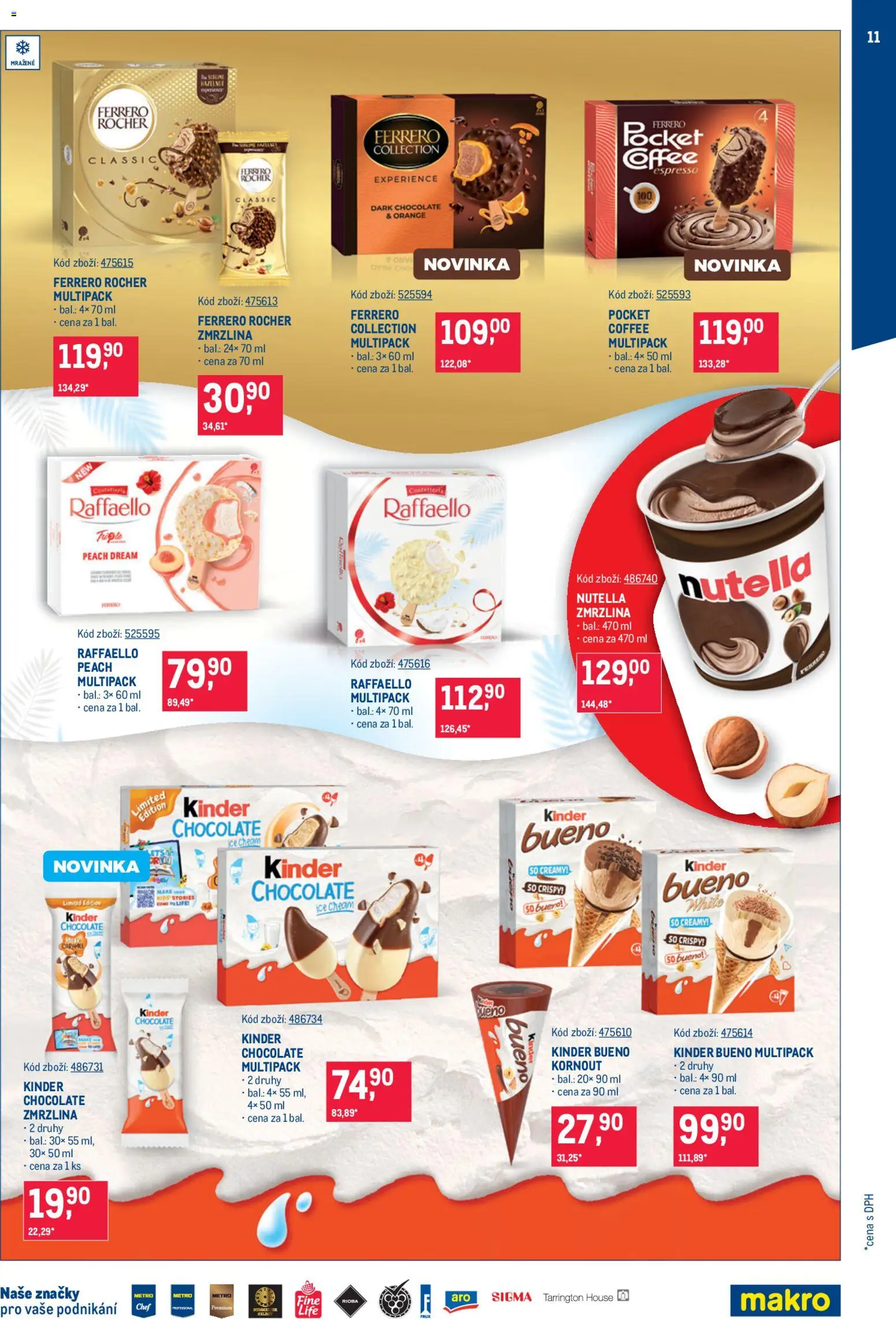 Makro leták - Zmrzliny od 22.04.2026 | Strana: 11 | Produkty: Zmrzlina, Kinder, Kinder Bueno, Nutella