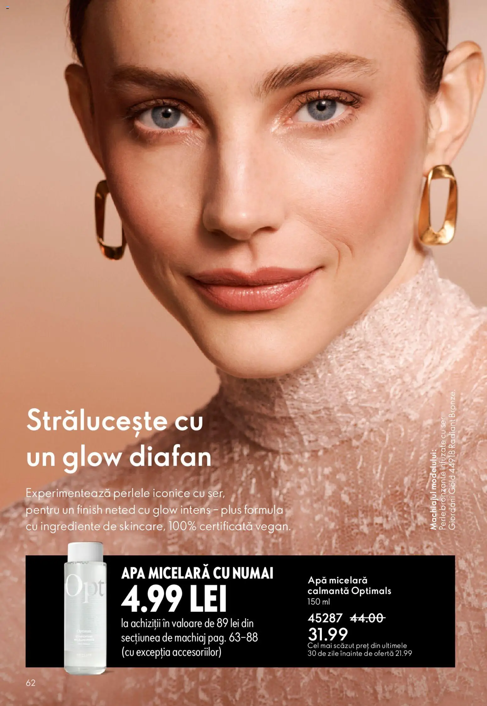 Noul catalog Oriflame – valabil de la 27.05.2026 | Pagină: 62 | Produse: Perle bronzante, Akrilik boya, Apă micelară, Apă