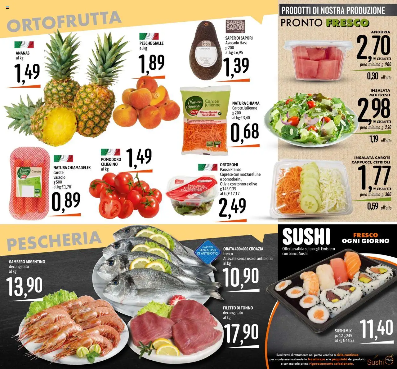 Volantino Emisfero del 07.08.2025 | Pagina: 8 | Prodotti: Avocado, Carote, Anguria, Sushi