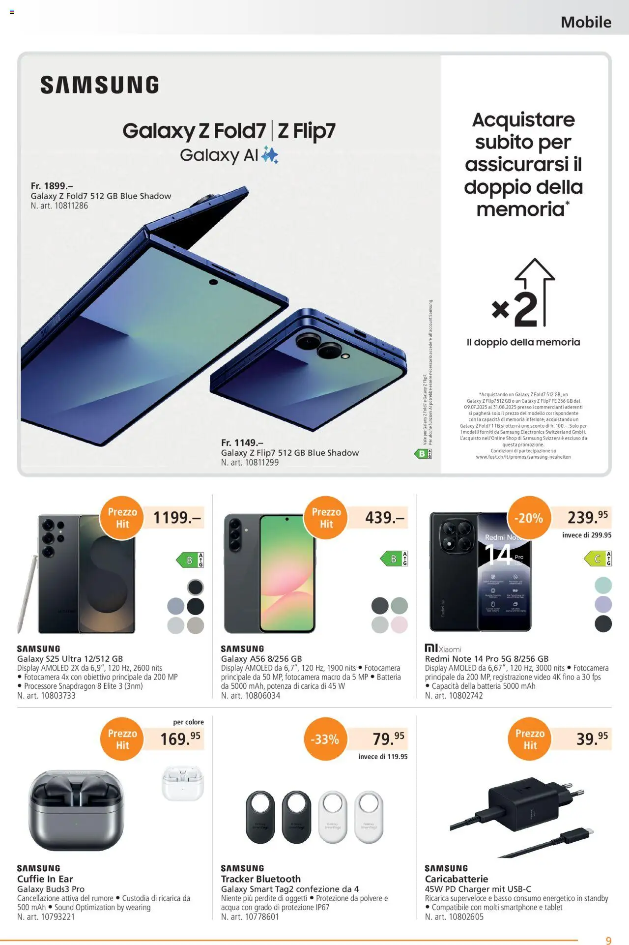 Fust Aktionen IT ab 28.07.2025 | Seite: 9 | Produkte: Smartphone, Tablet, Samsung, Xiaomi