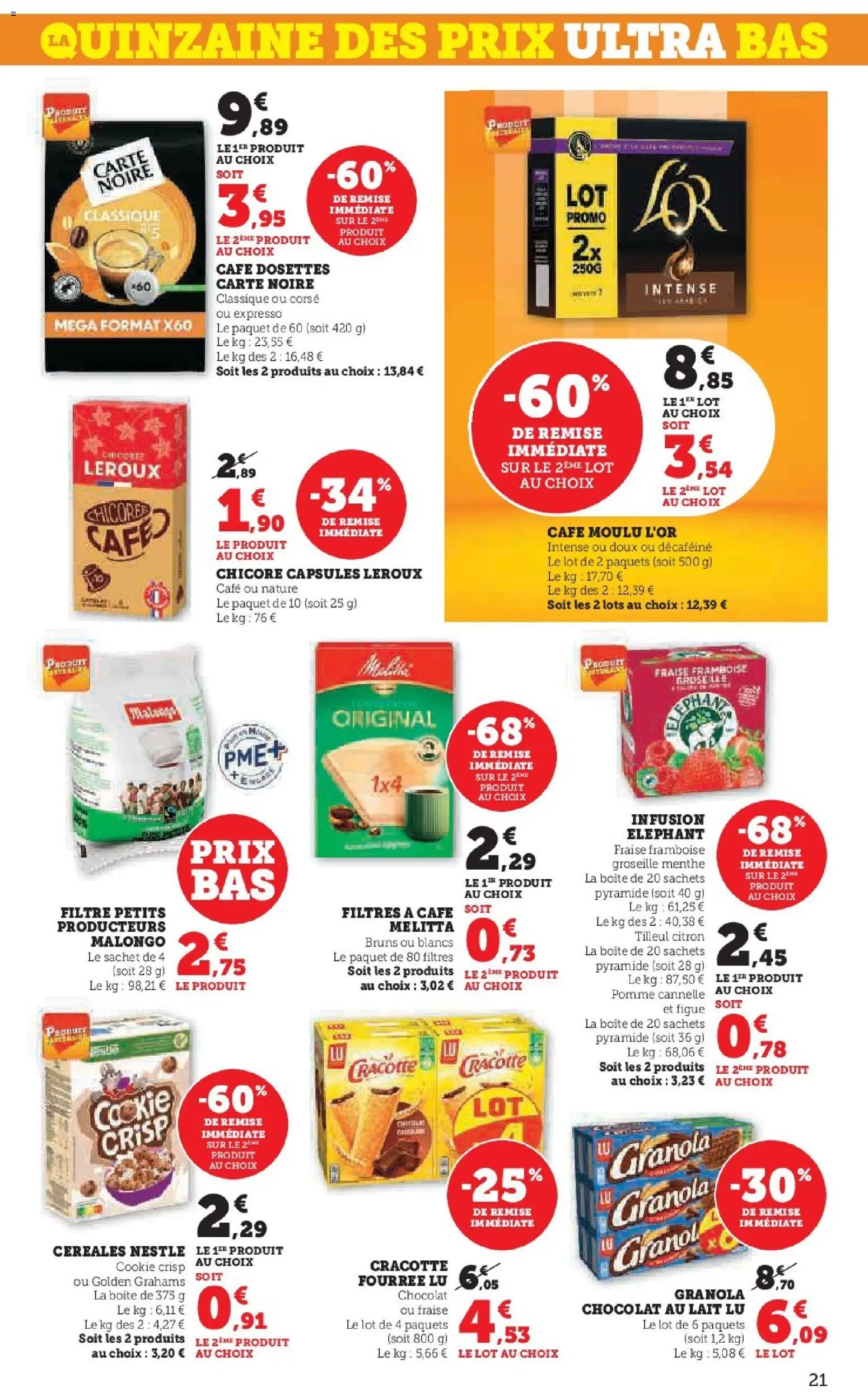 {H1} | Page: 21 | Produits: Malongo, Framboise, Cannelle, Café