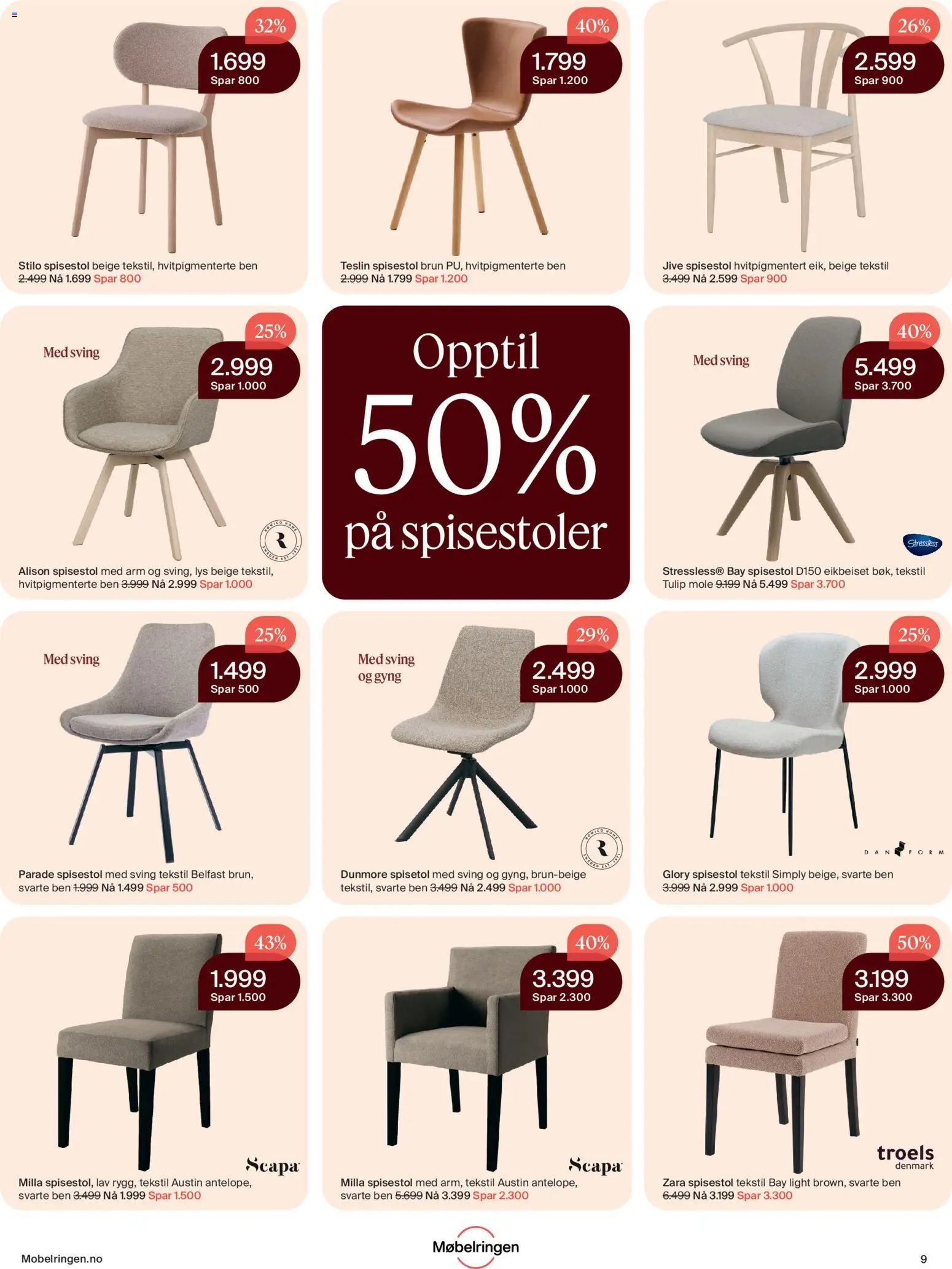 {H1} | Side: 9 | Produkter: Spisestol, Lys