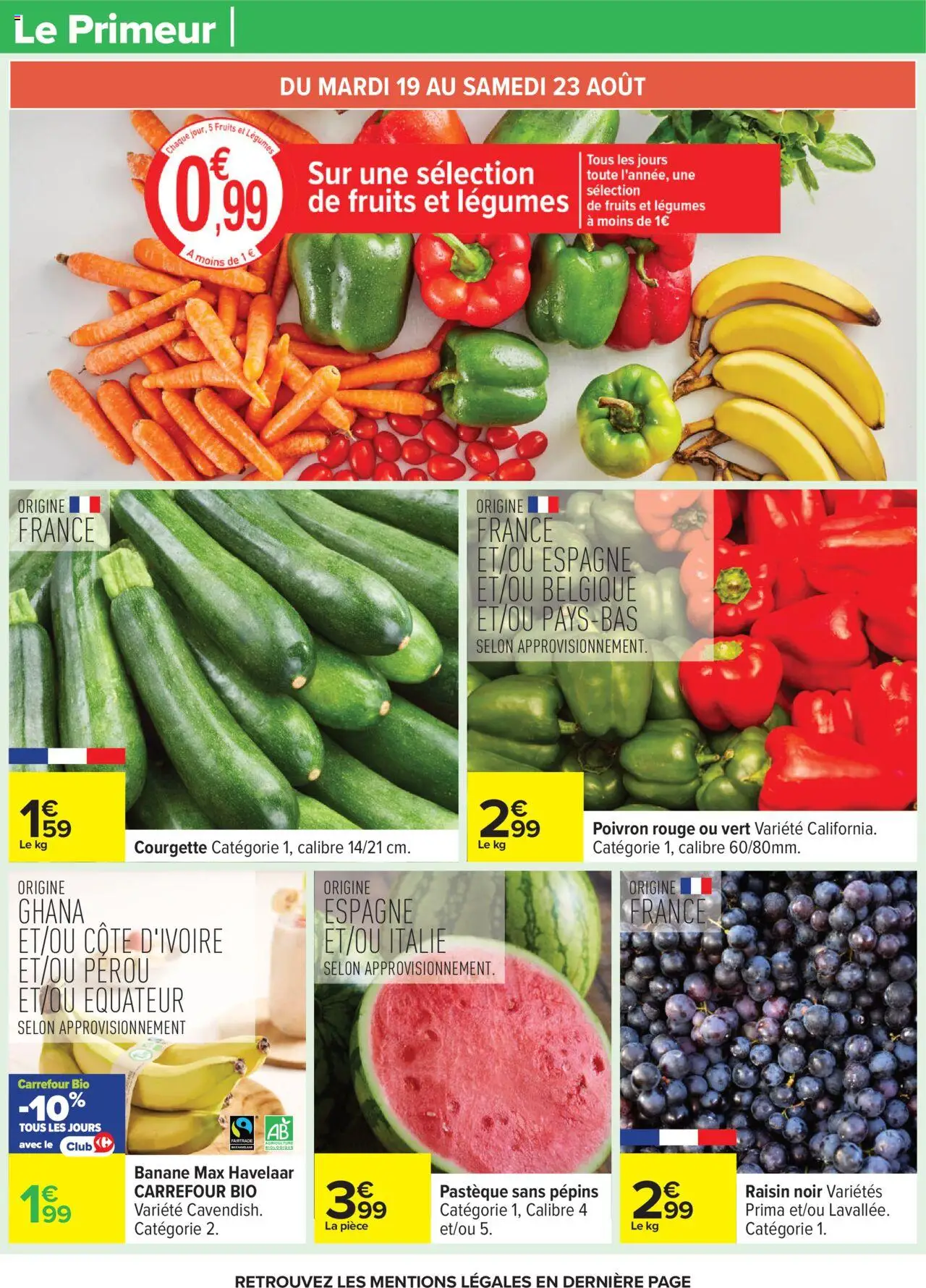  | Page: 24 | Produits: Pastèque, Courgette, Poivron, Banane