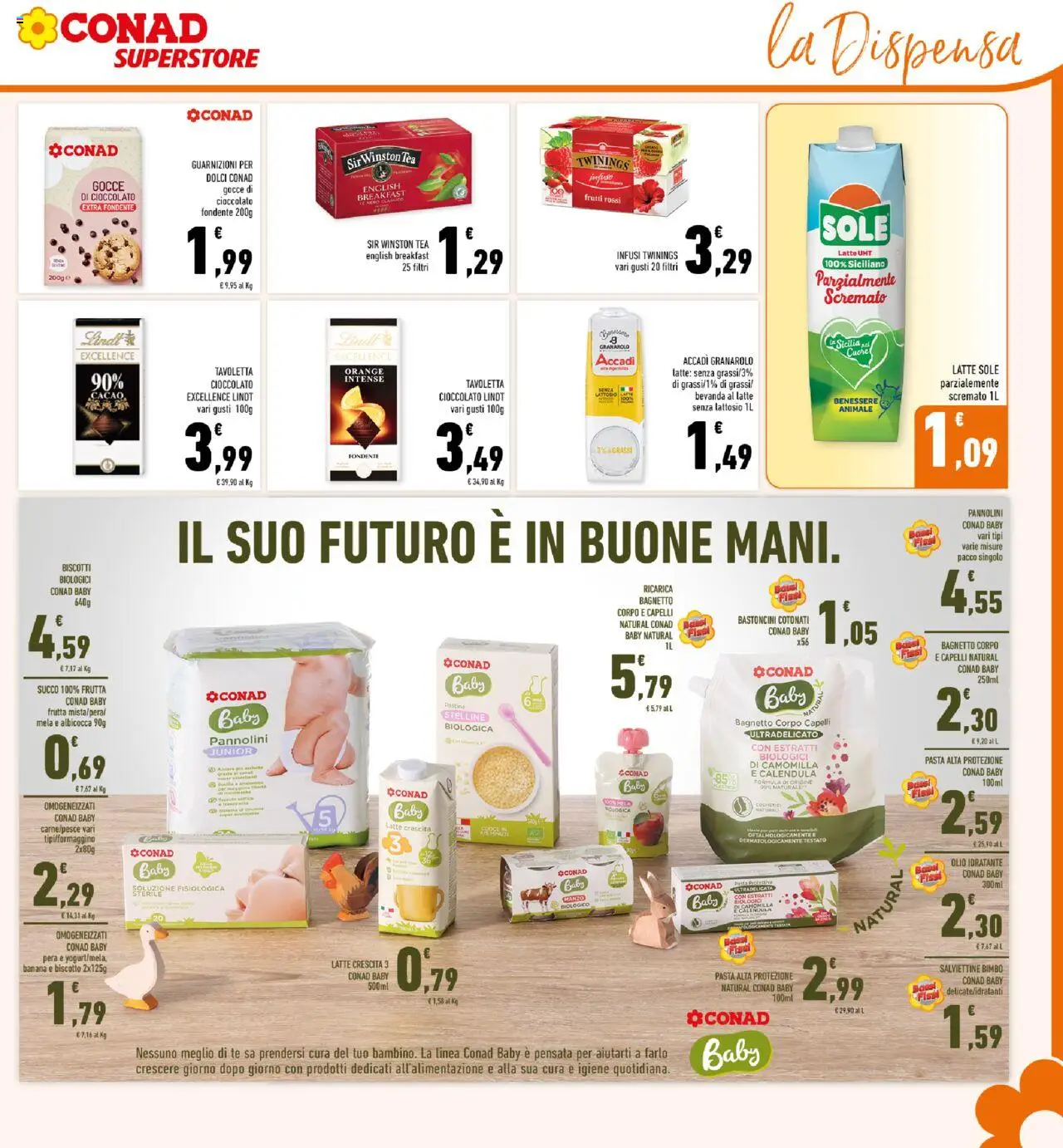 Volantino Conad del 27.08.2025 | Pagina: 17 | Prodotti: Pannolini, Succo, Latte, Pera