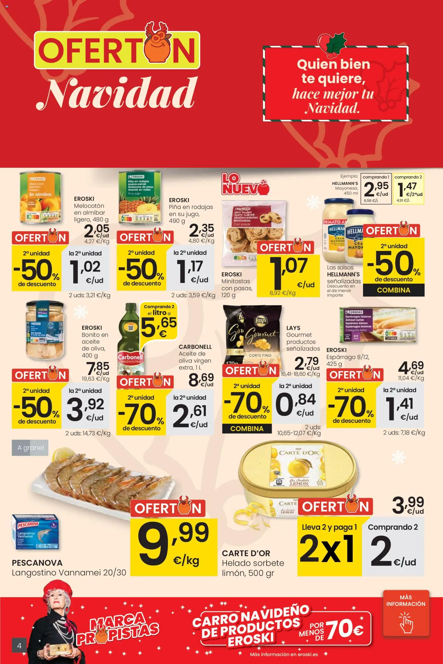 Eroski - Center │ válido desde el 18.12.2025 | Página: 4 | Productos: Νερό καρύδας, Té, Helado, Langostino