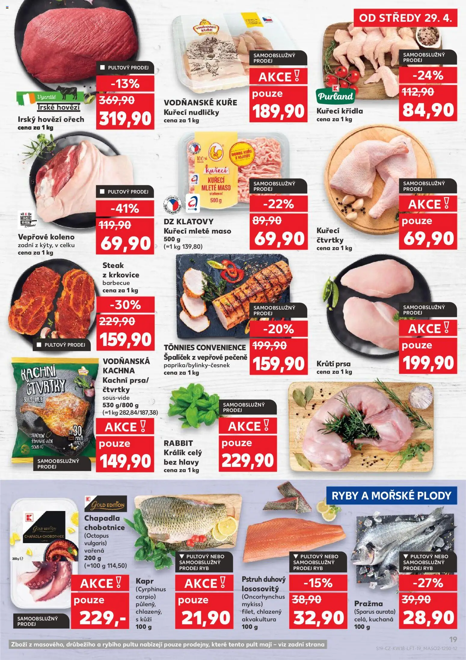 Kaufland leták - Kolín od 29.04.2026 | Strana: 19 | Produkty: Vepřové koleno, Králík, Kuřecí mleté maso, Vepřové koleno zadní