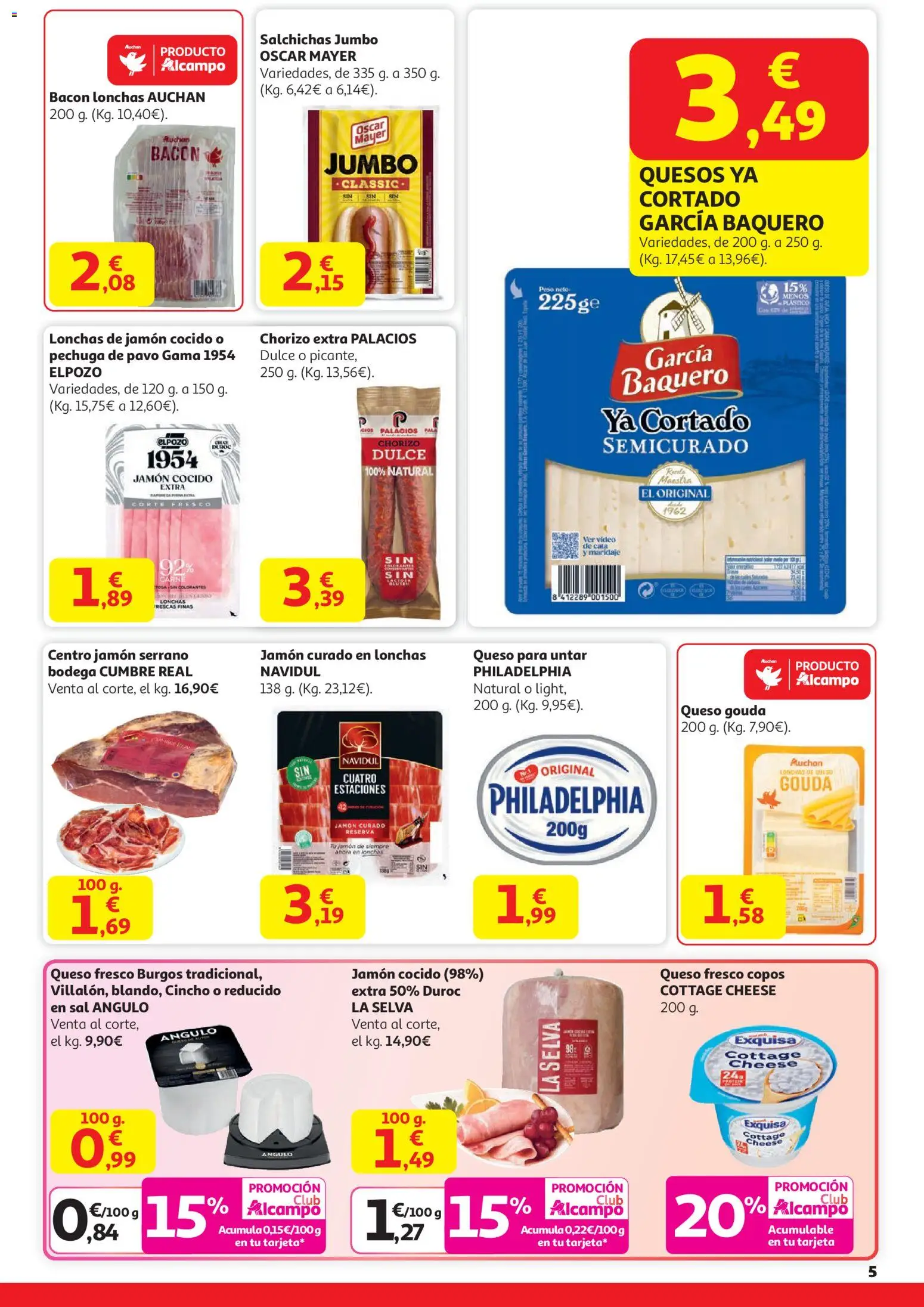 Alcampo - Superstore │ válido desde el 29.12.2025 | Página: 5 | Productos: Jamón serrano, Queso, Jamón cocido, Peso