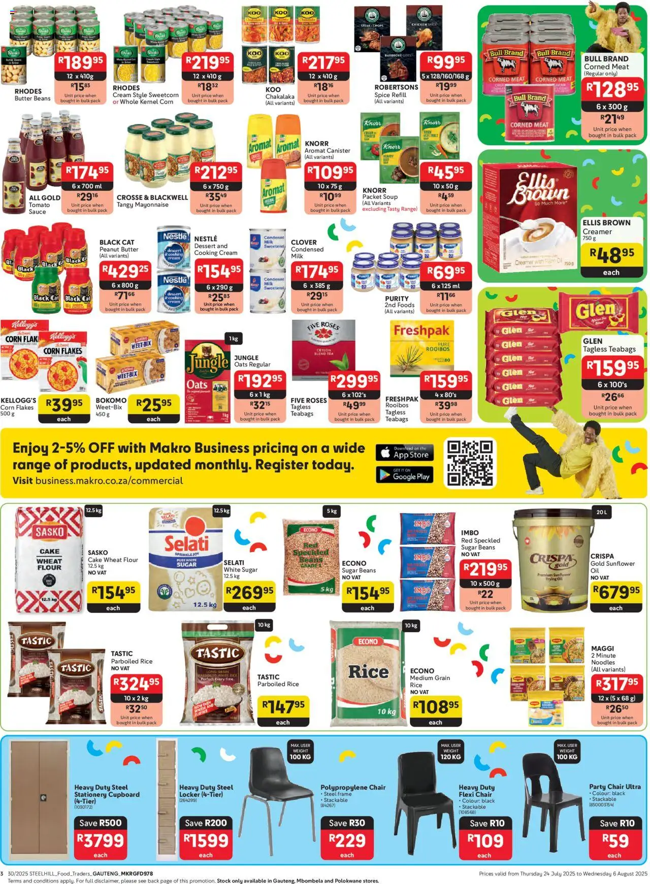 Makro - Gauteng - Business │ valid from 24.07.2025 | Page: 3 | Products: Frame, Chair, Chicken, Rice