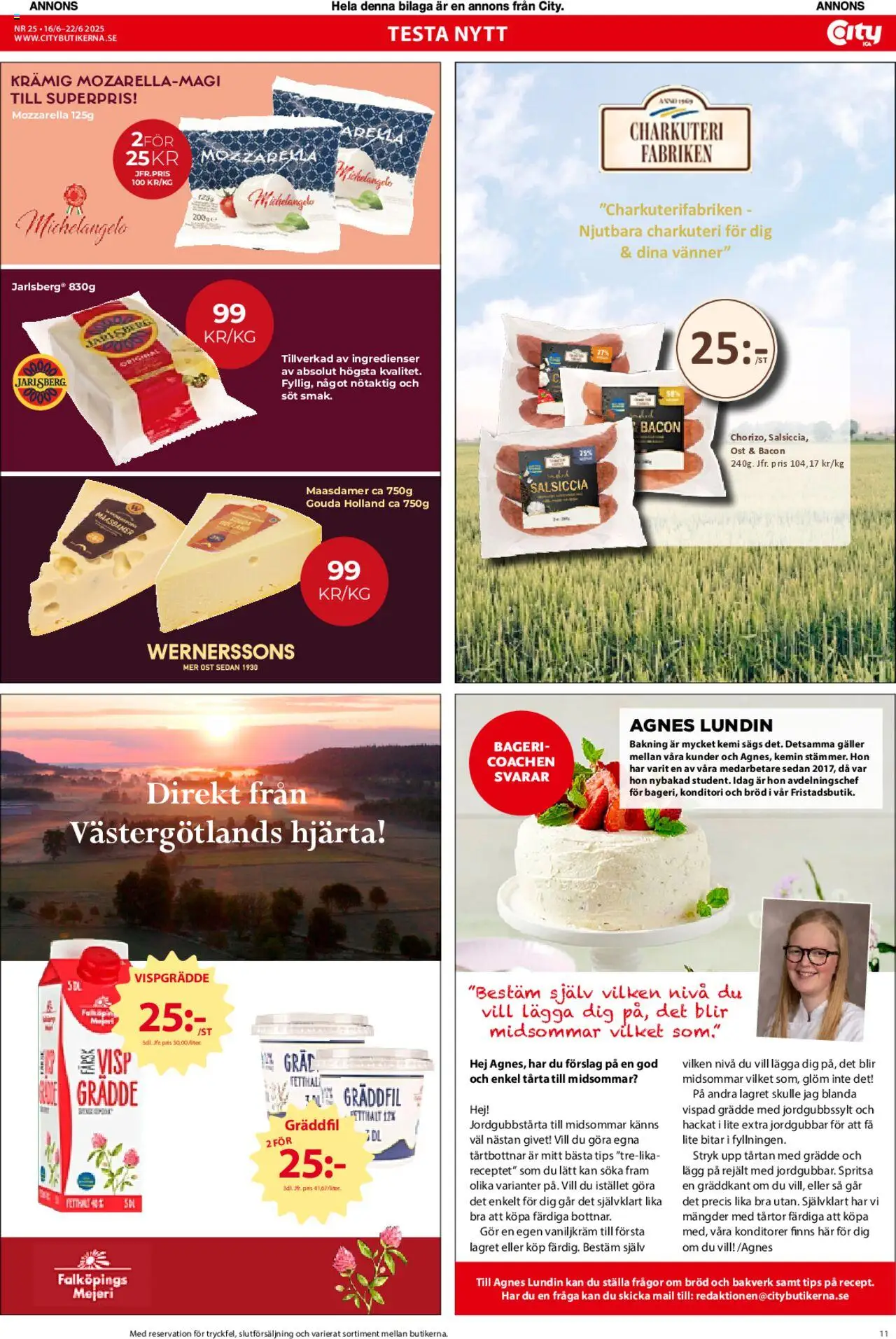 ICA Kvantum reklamblad aktuell från 16.06.2025 | Sida: 11 | Produkter: Ost, Bröd, Gräddfil, Jordgubbar