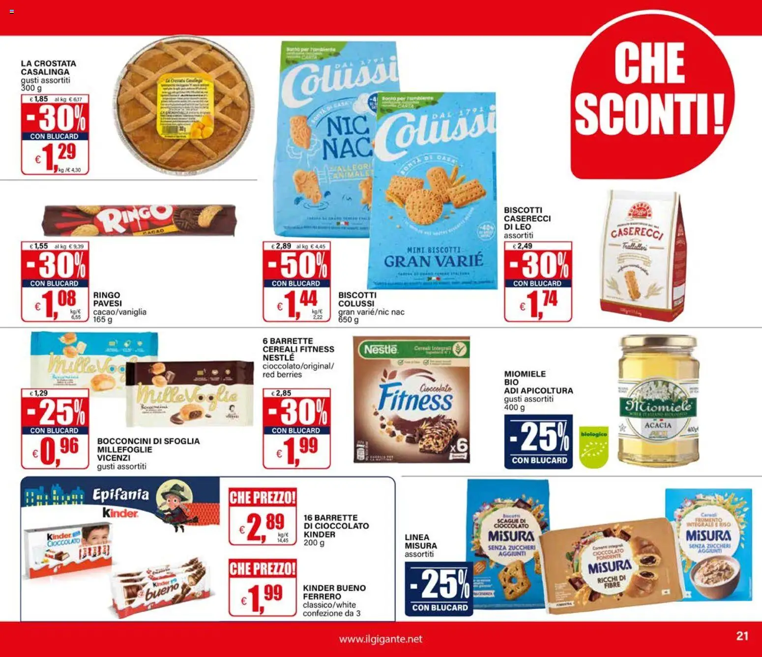 Volantino Il Gigante del 02.01.2026 | Pagina: 21 | Prodotti: Cioccolato, Riso, Cereali, Biscotti