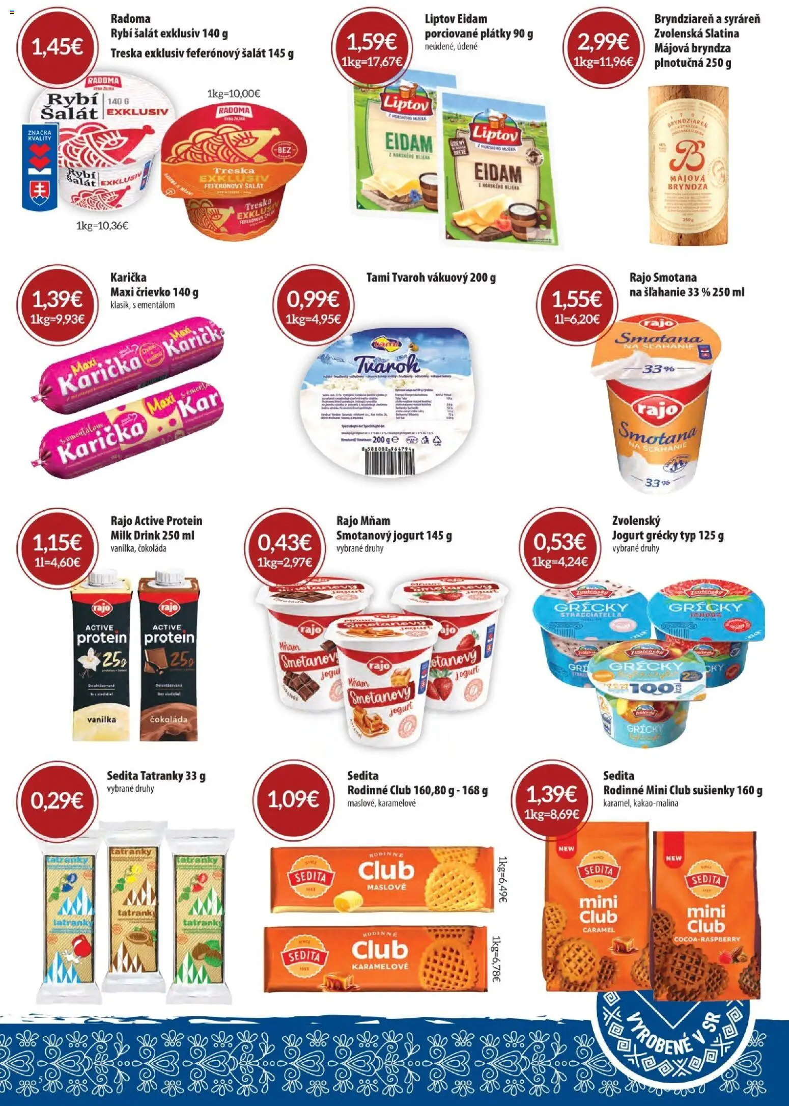 Nové CBA Komfos akcie – leták je platný od 07.05.2026 | Strana: 4 | Produkty: Jogurt, Smotana, Eidam, Šalát