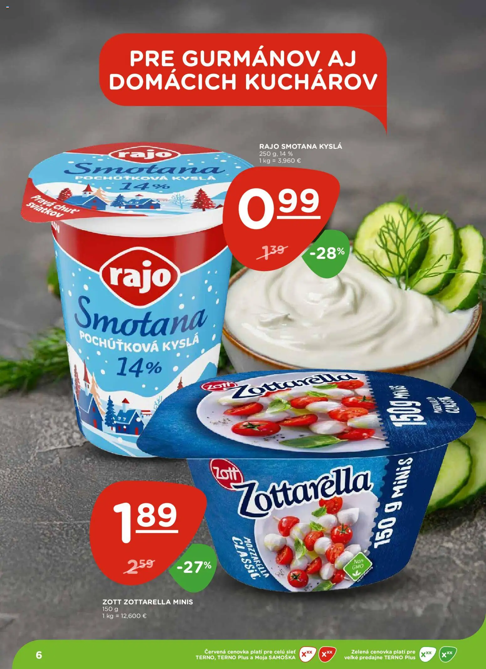 Nové Terno akcie – leták je platný od 13.11.2025 | Strana: 6 | Produkty: Smotana, Mozzarella