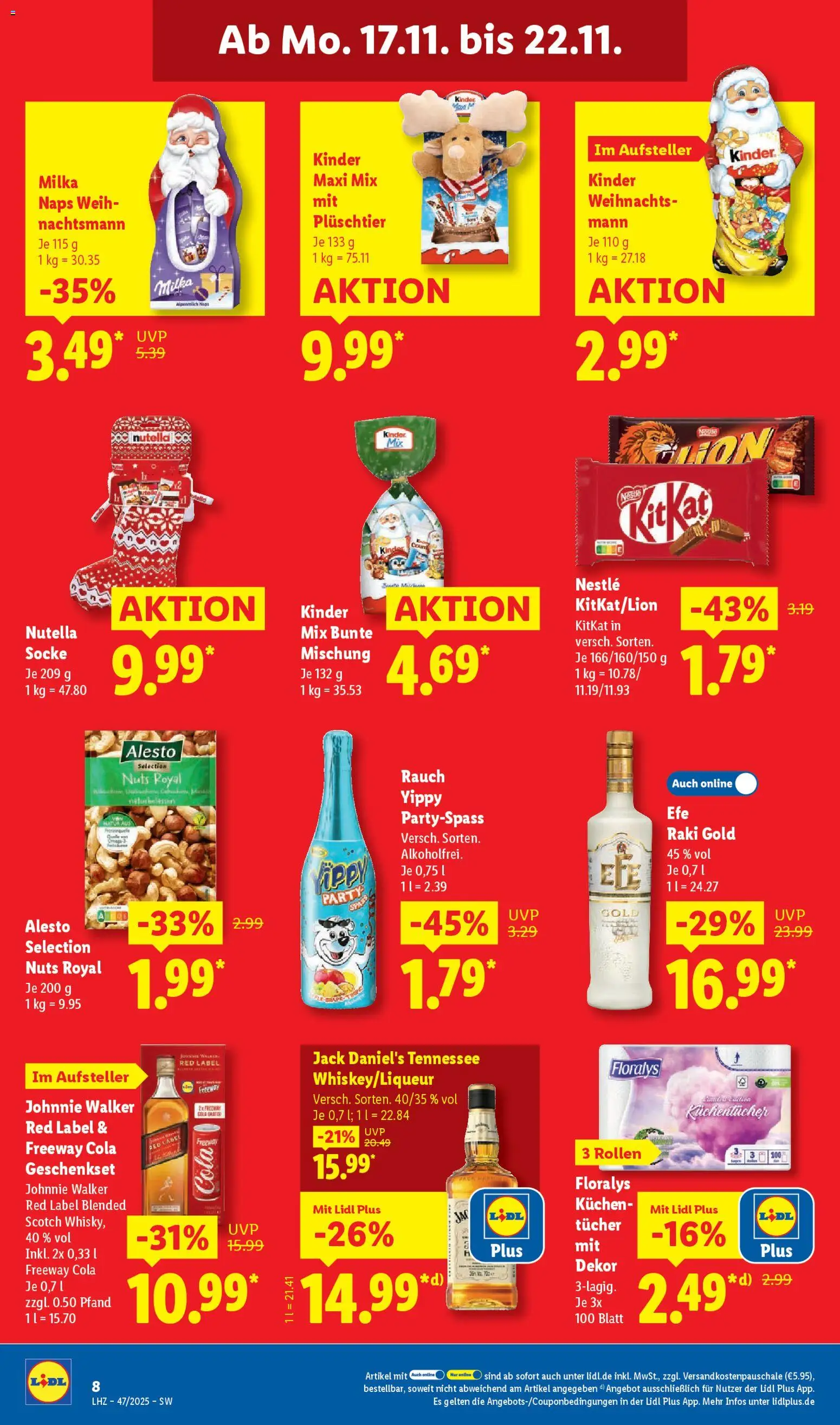 Lidl Prospekt Kornwestheim – gültig ab 17.11.2025 | Seite: 12 | Produkte: Cola, Jack Daniel's, Milka, Nutella