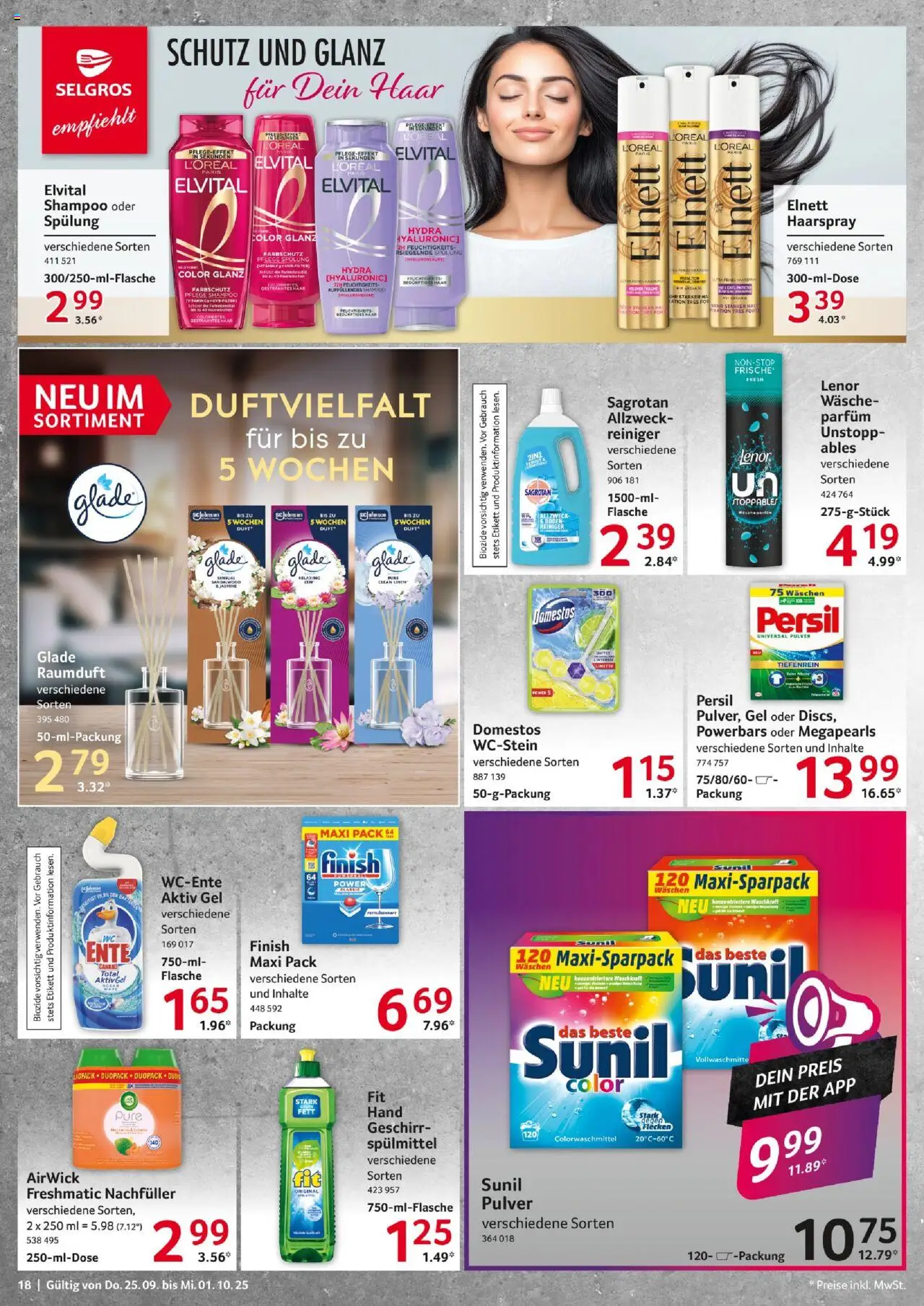 Selgros Prospekt 	 – gültig ab 25.09.2025 | Seite: 18 | Produkte: Lenor, Parfüm, Haarspray, Persil