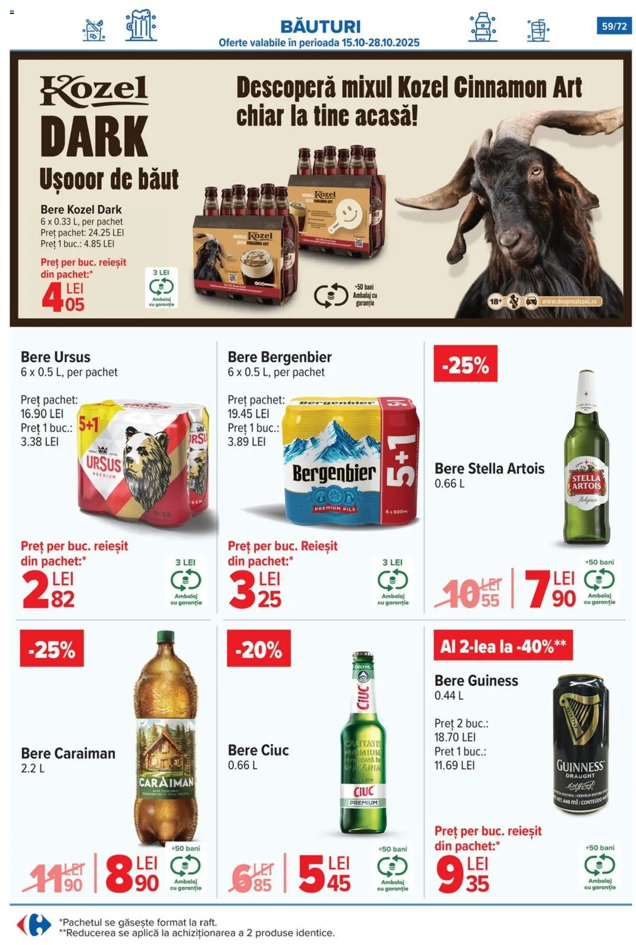 Noul catalog Carrefour – valabil de la 15.10.2025 | Pagină: 61 | Produse: Bere, Plastik Kulübe