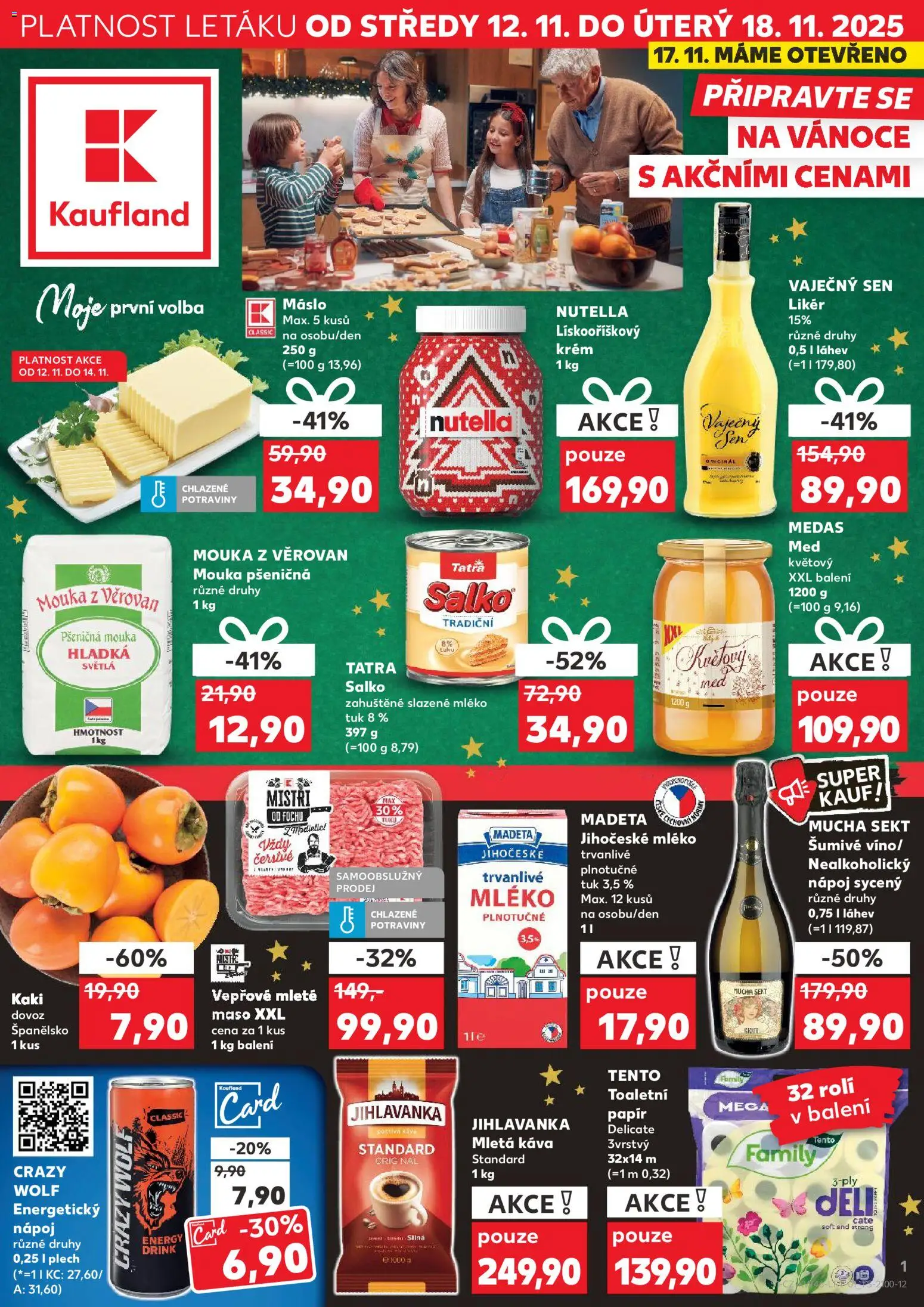 Kaufland leták - Plzeň Bory od 12.11.2025 | Strana: 1 | Produkty: Toaletní papír, Plech, Kaki, Mucha sekt