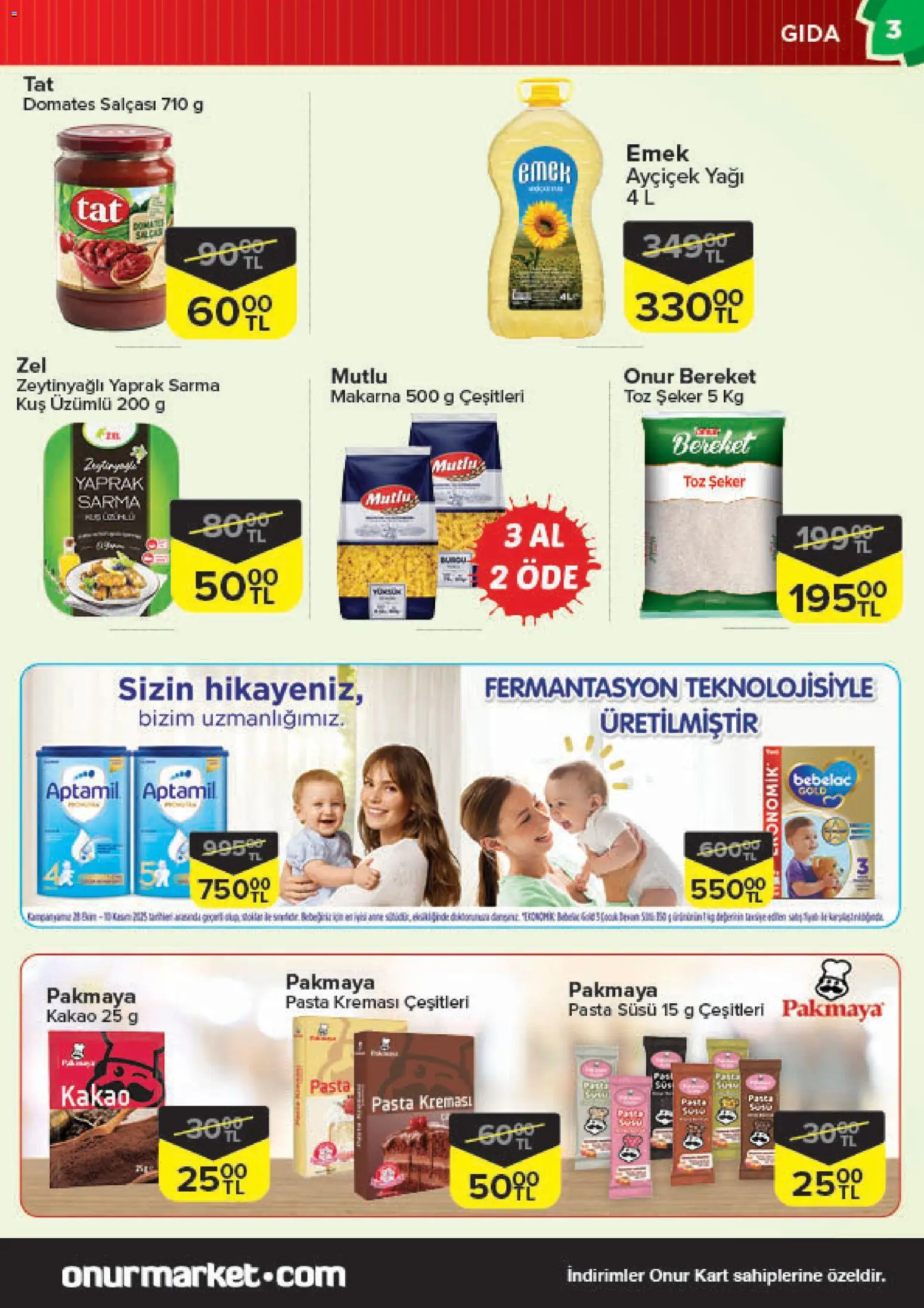 Onur Market Katalog - Bursa - 28.10.2025 tarihinden itibaren geçerlidir | Sayfa: 3 | Ürünler: Domates, Şeker, Makarna, Toz şeker