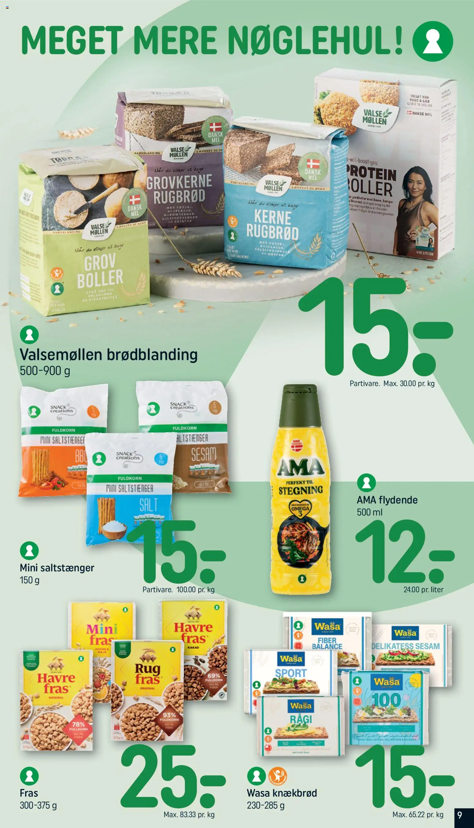 Rema 1000 tilbudsavis – gyldig fra 07.04.2026 | Side: 9 | Produkter: Mel, Salt, Saltstænger, Knækbrød