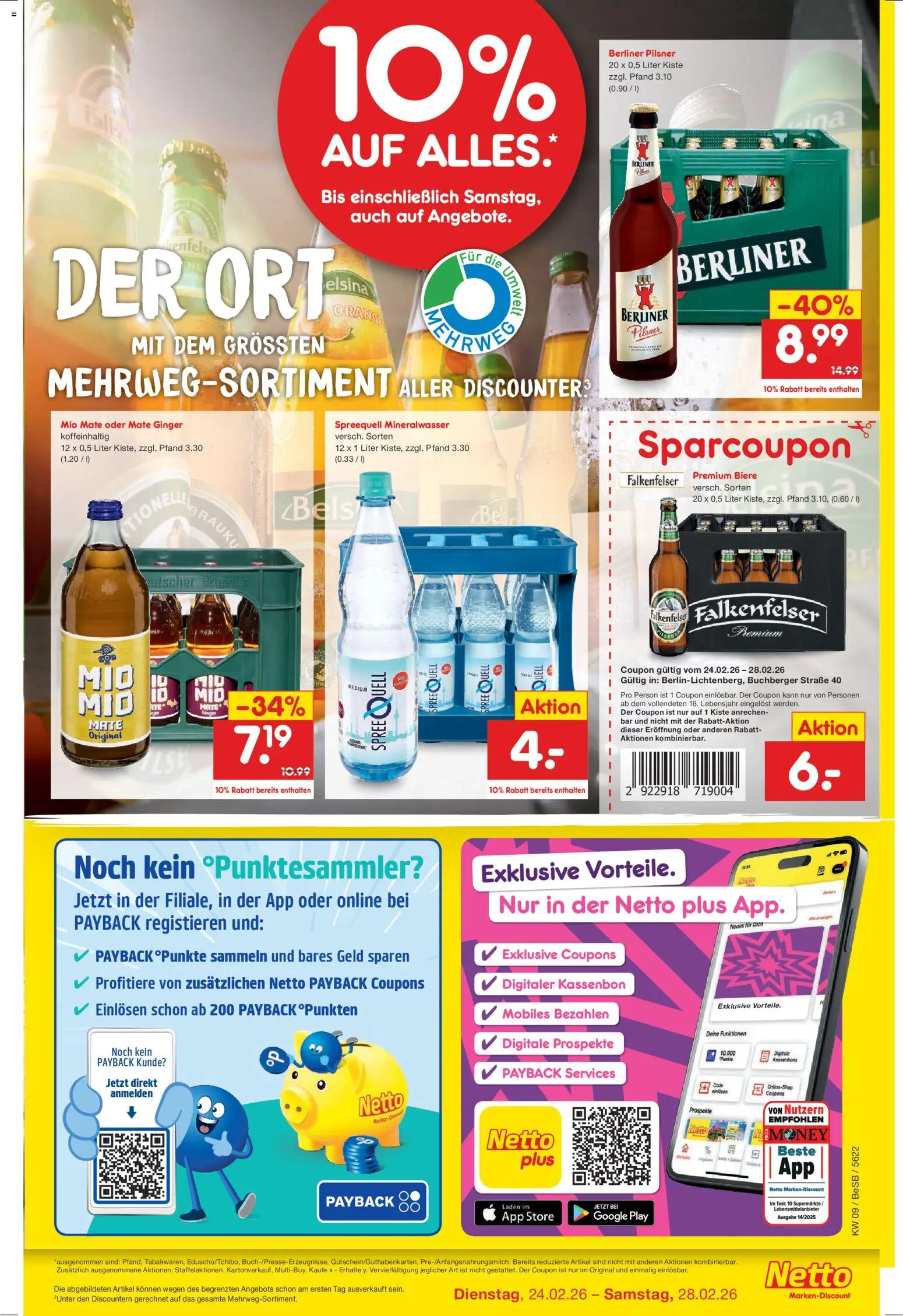 Netto Marken-Discount Wiedereröffnung in deiner Nähe – gültig ab 24.02.2026 | Seite: 3 | Produkte: Berliner, Mineralwasser, Berliner pilsner