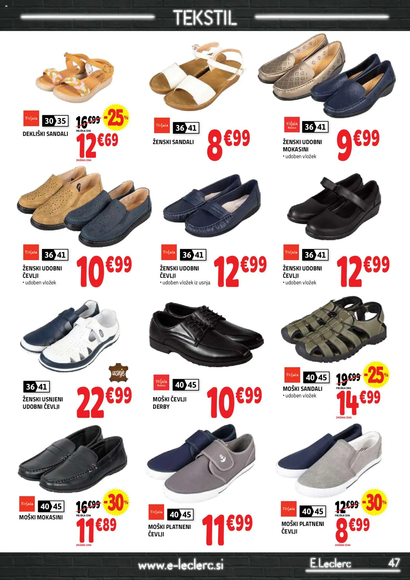 Novi E.leclerc katalog ponudbe – veljaven od 08.04.2026 | Stran: 47 | Izdelki: Cevlji, Sandali
