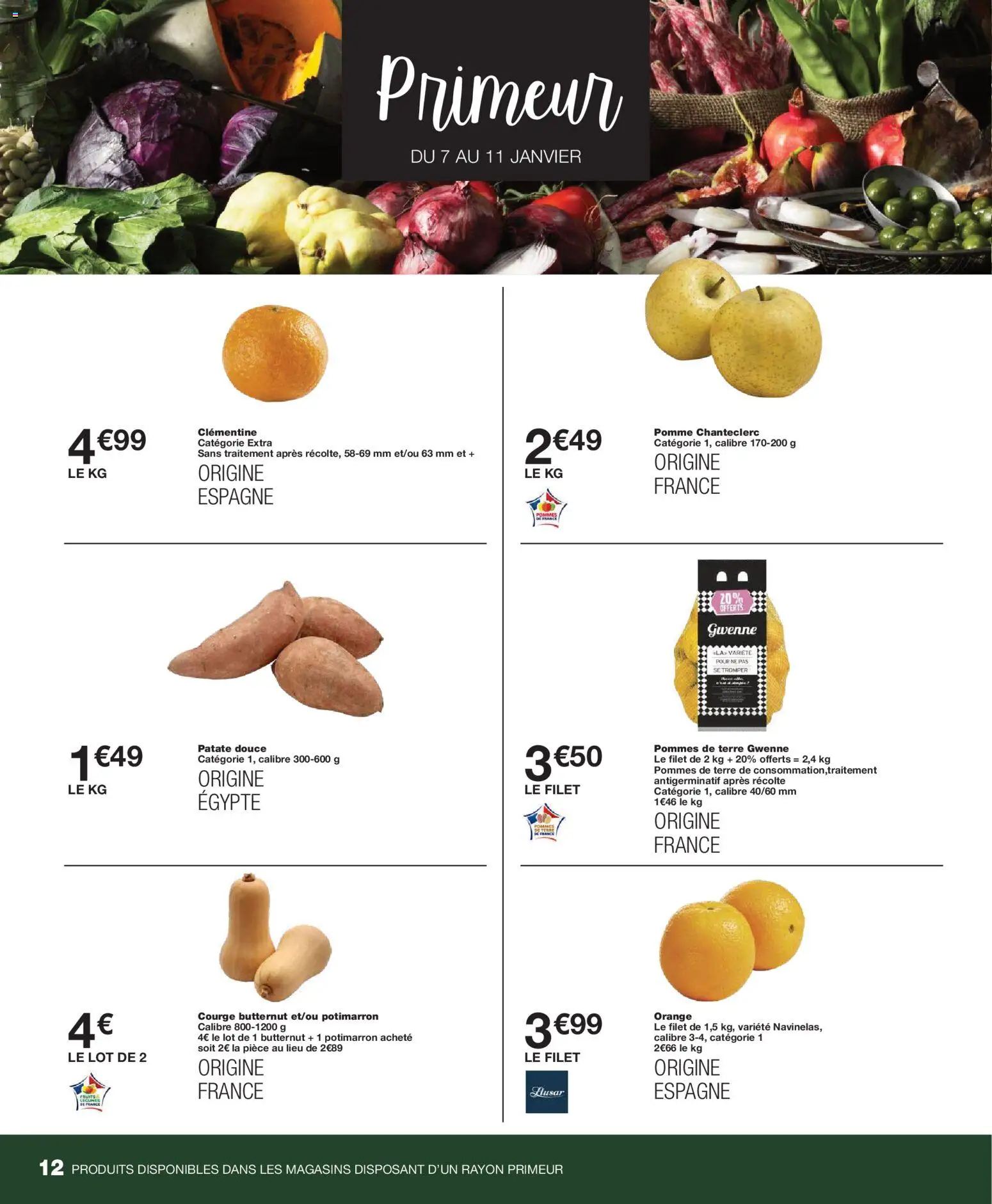 {H1} | Page: 12 | Produits: Orange, Pomme, Courge, Patate douce
