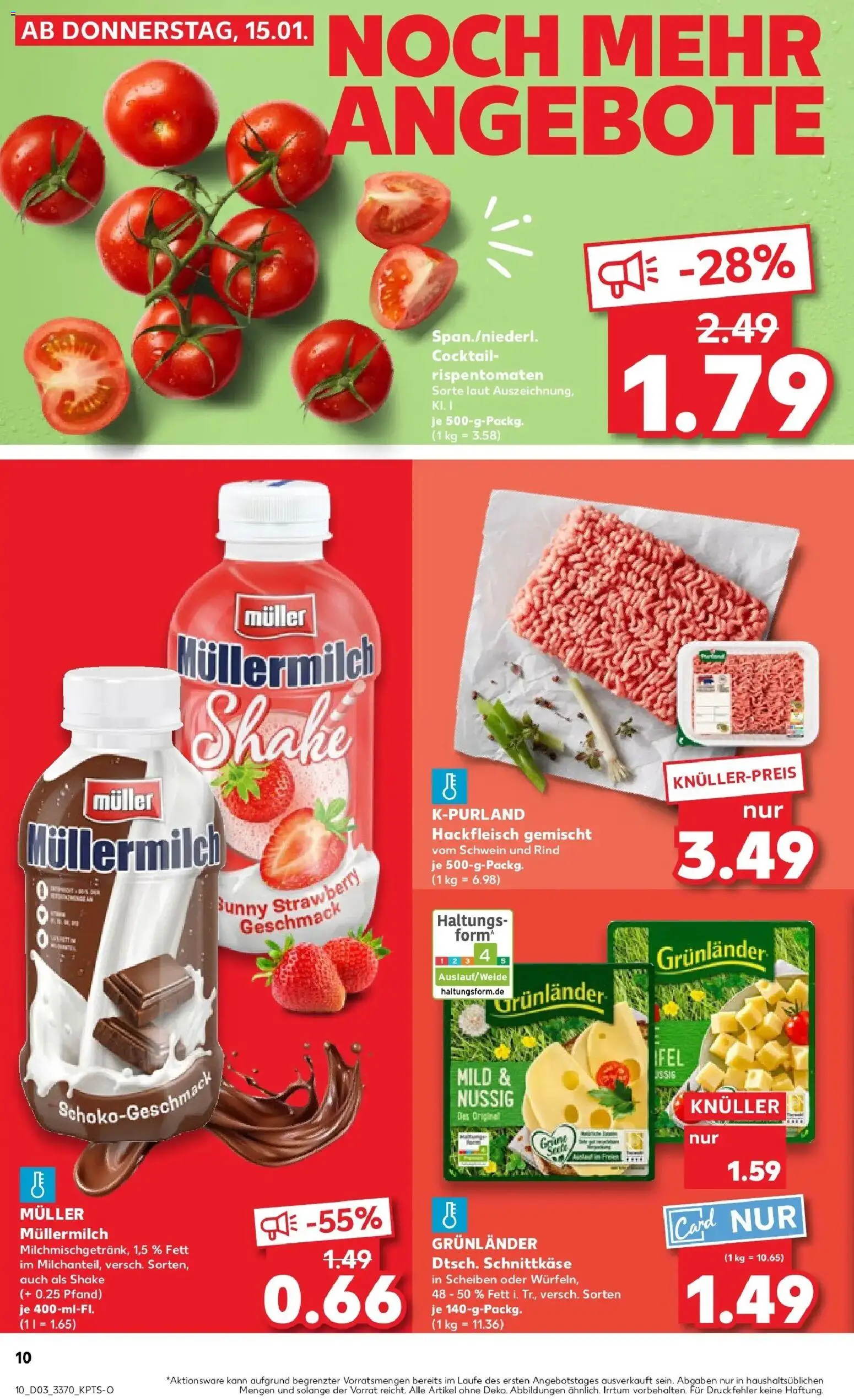 Kaufland prospekt Wurzen	 – gültig ab 19.01.2026 | Seite: 10 | Produkte: Grunlander, Müllermilch, Muller mullermilch, Hackfleisch