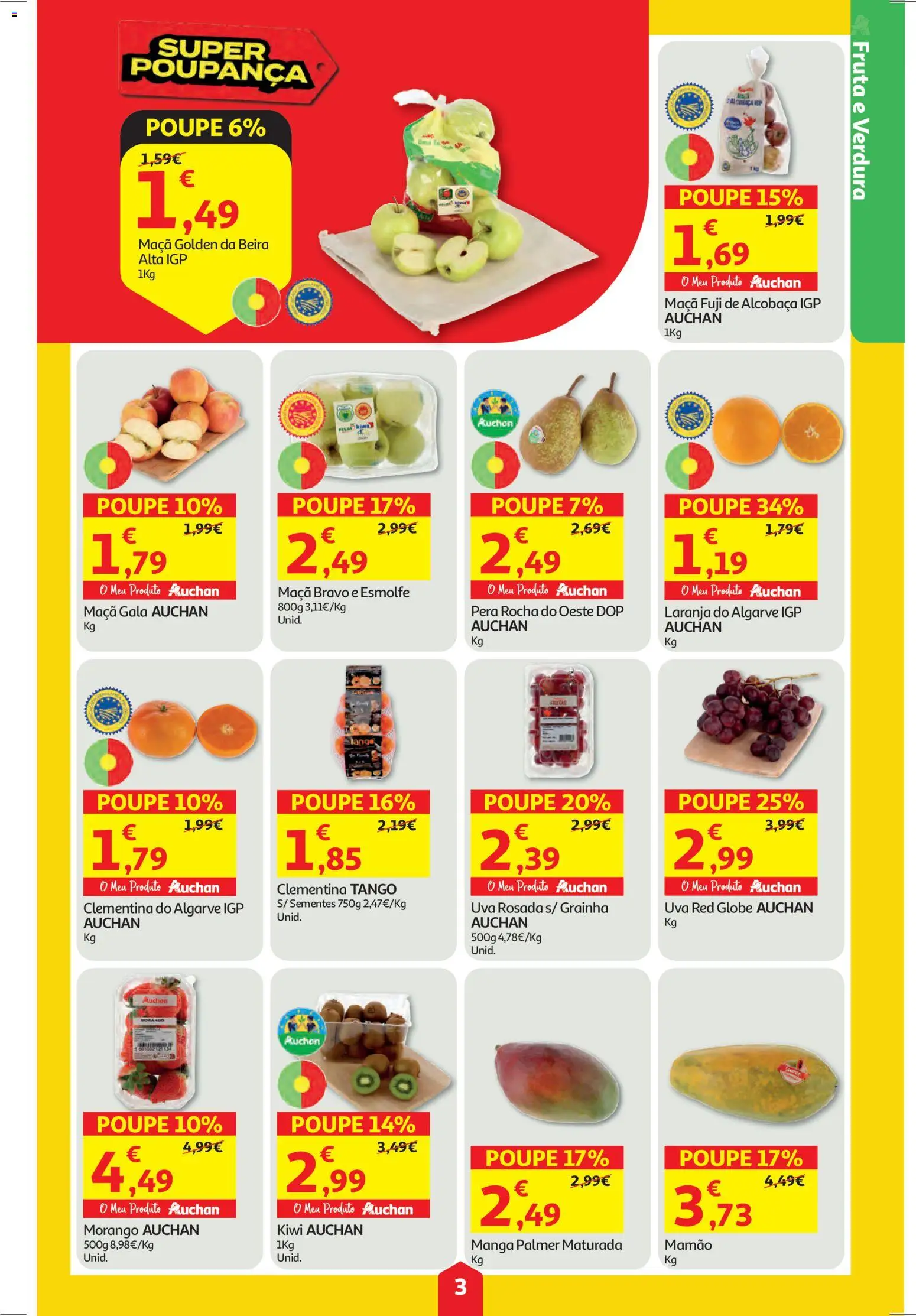 Auchan folheto │ válido de 29.01.2026 | Página: 3 | Produtos: Maça, Kiwi, Mamão