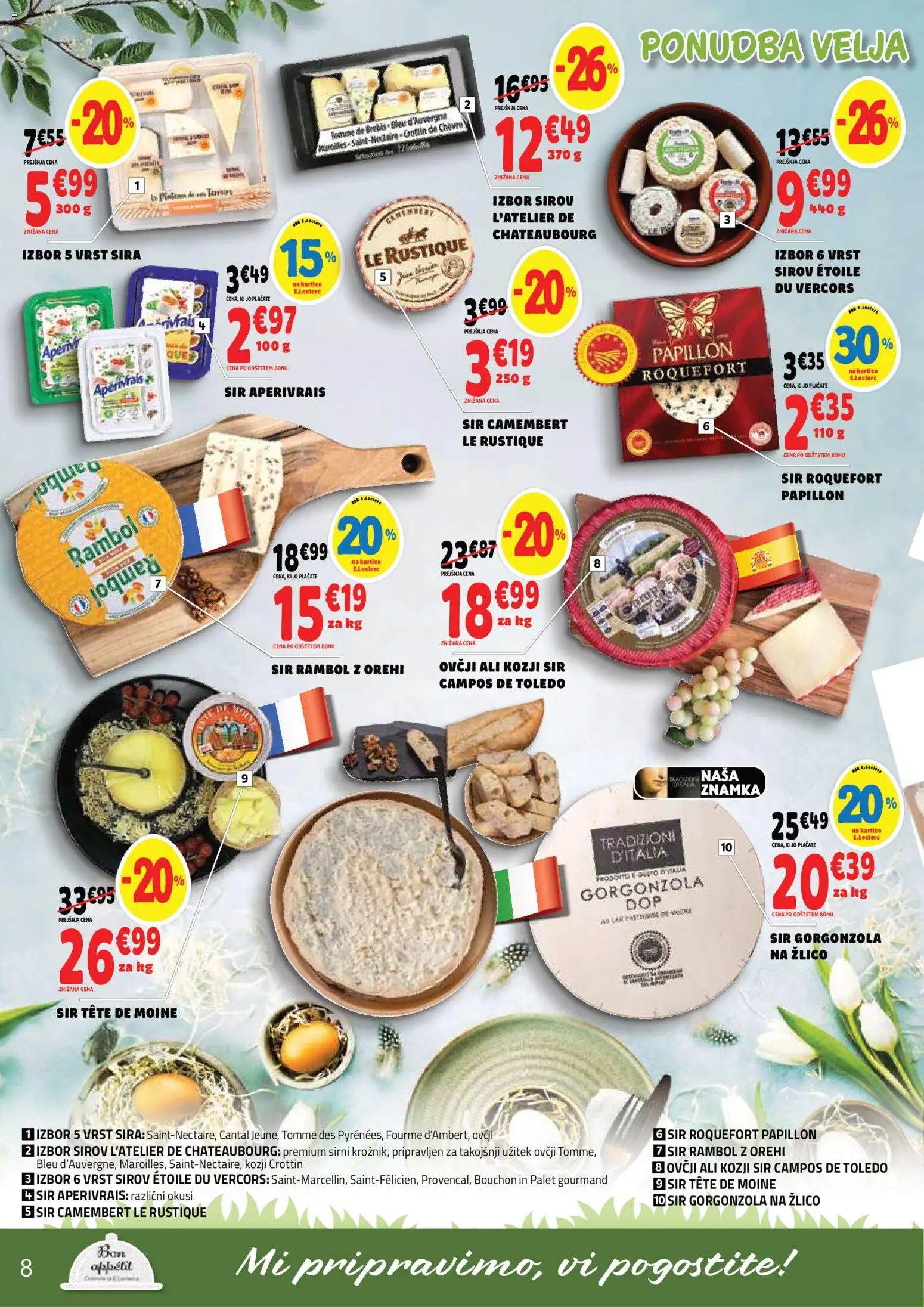 Novi E.leclerc katalog ponudbe – veljaven od 18.03.2026 | Stran: 8 | Izdelki: Sir
