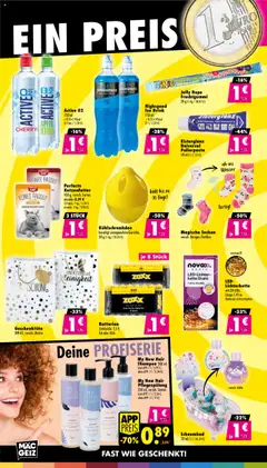Mäc Geiz Prospekt 	 - gültig ab dem 04.08.2025 | Seite: 6 | Produkte: Katzenfutter, Batterien, Wasser, Socken