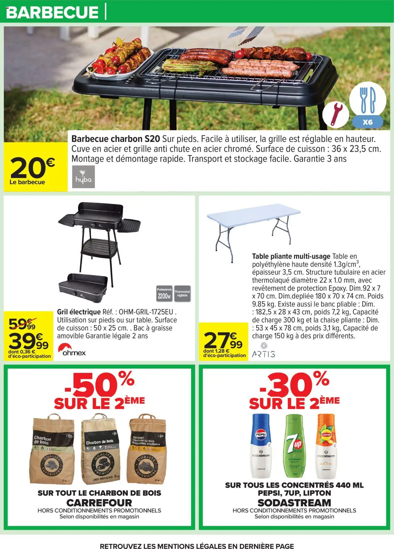  | Page: 20 | Produits: Barbecue charbon, Chaise pliante, Table, La chaise pliante