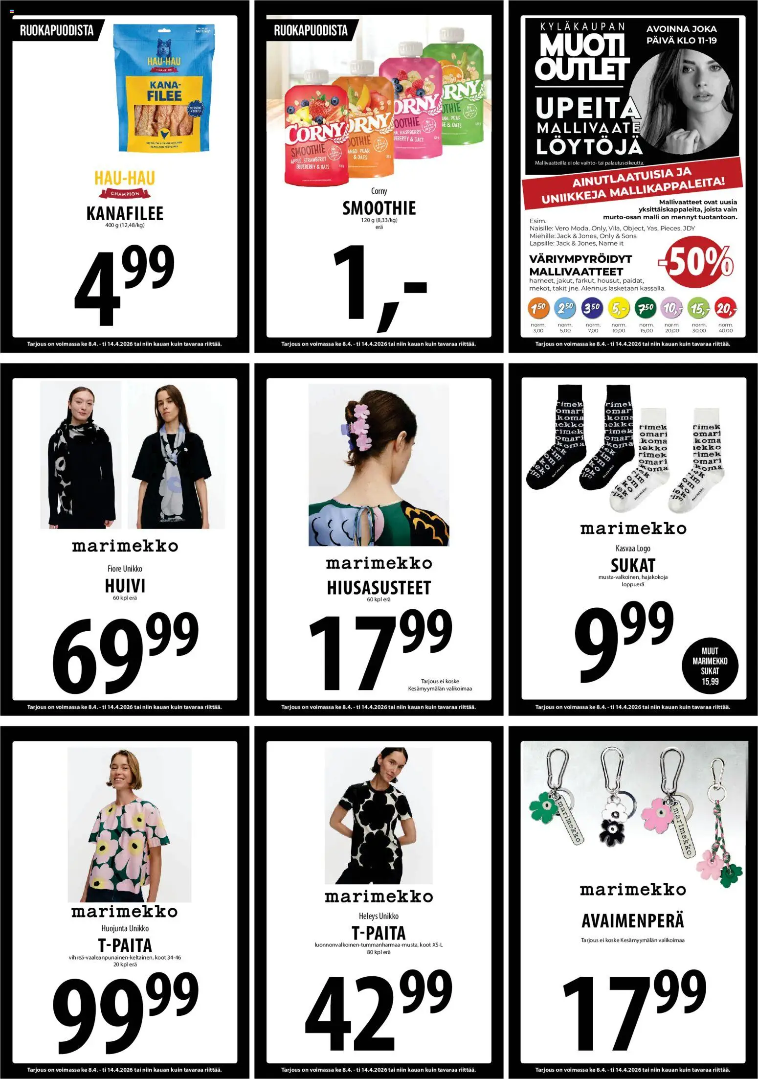 Tuuri tarjoukset – voimassa 08.04.2026 alkaen | Sivu: 10 | Tuotteet: Kana, Kanafilee, Sukat, Huivi