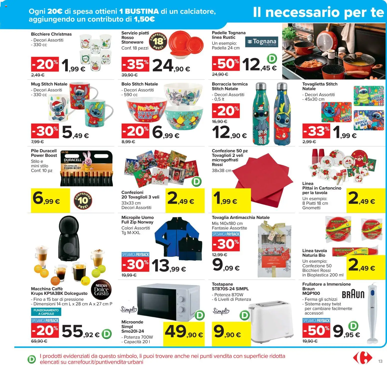 Volantino Carrefour del 02.12.2025 | Pagina: 13 | Prodotti: Microonde, Frullatore, Padella, Tostapane