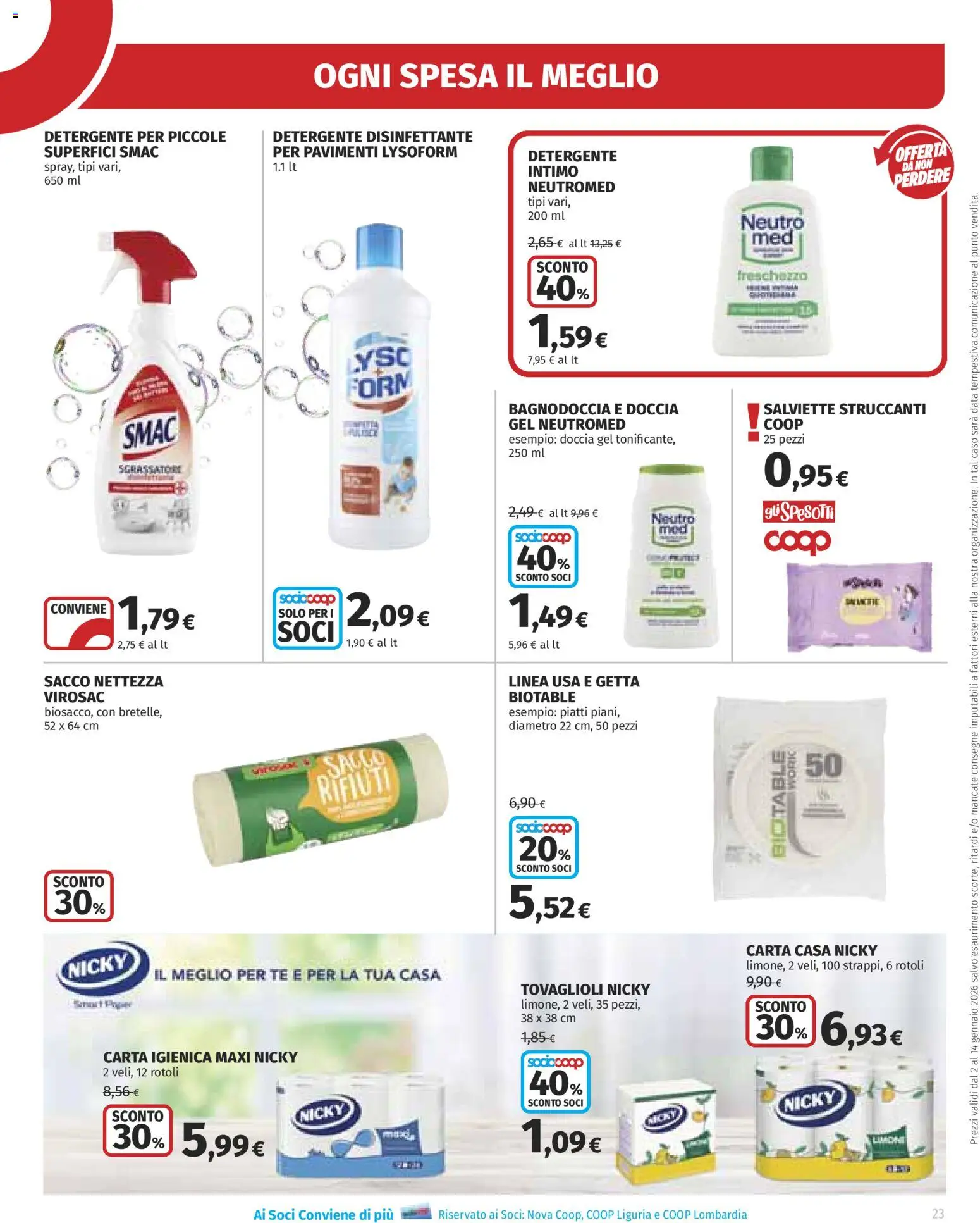 Volantino Ipercoop del 02.01.2026 | Pagina: 23 | Prodotti: Carta igienica, Tè, Data, Doccia
