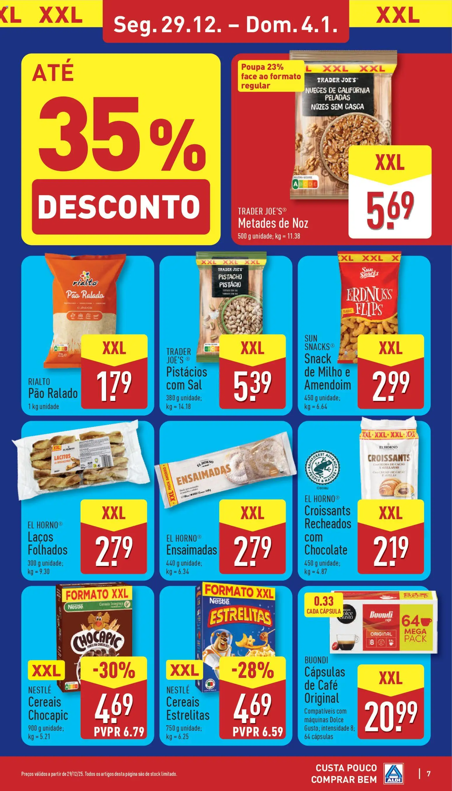 Aldi folheto │ válido de 29.12.2025 | Página: 7 | Produtos: Nestlé, Pão, Café, Chocolate