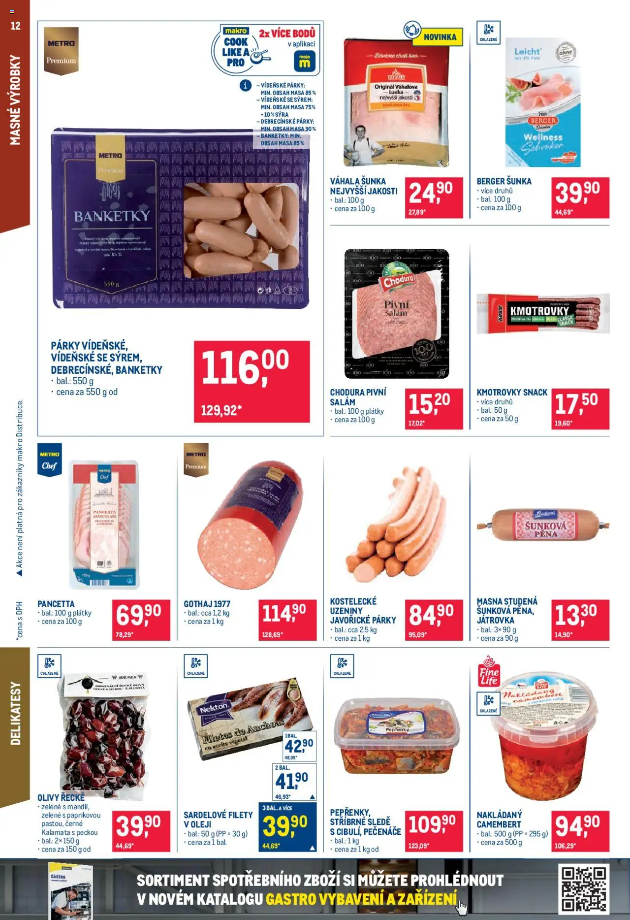 Makro leták - Pro milovníky jídla od 04.06.2025 | Strana: 12 | Produkty: Salám, Párky, Olivy, Camembert