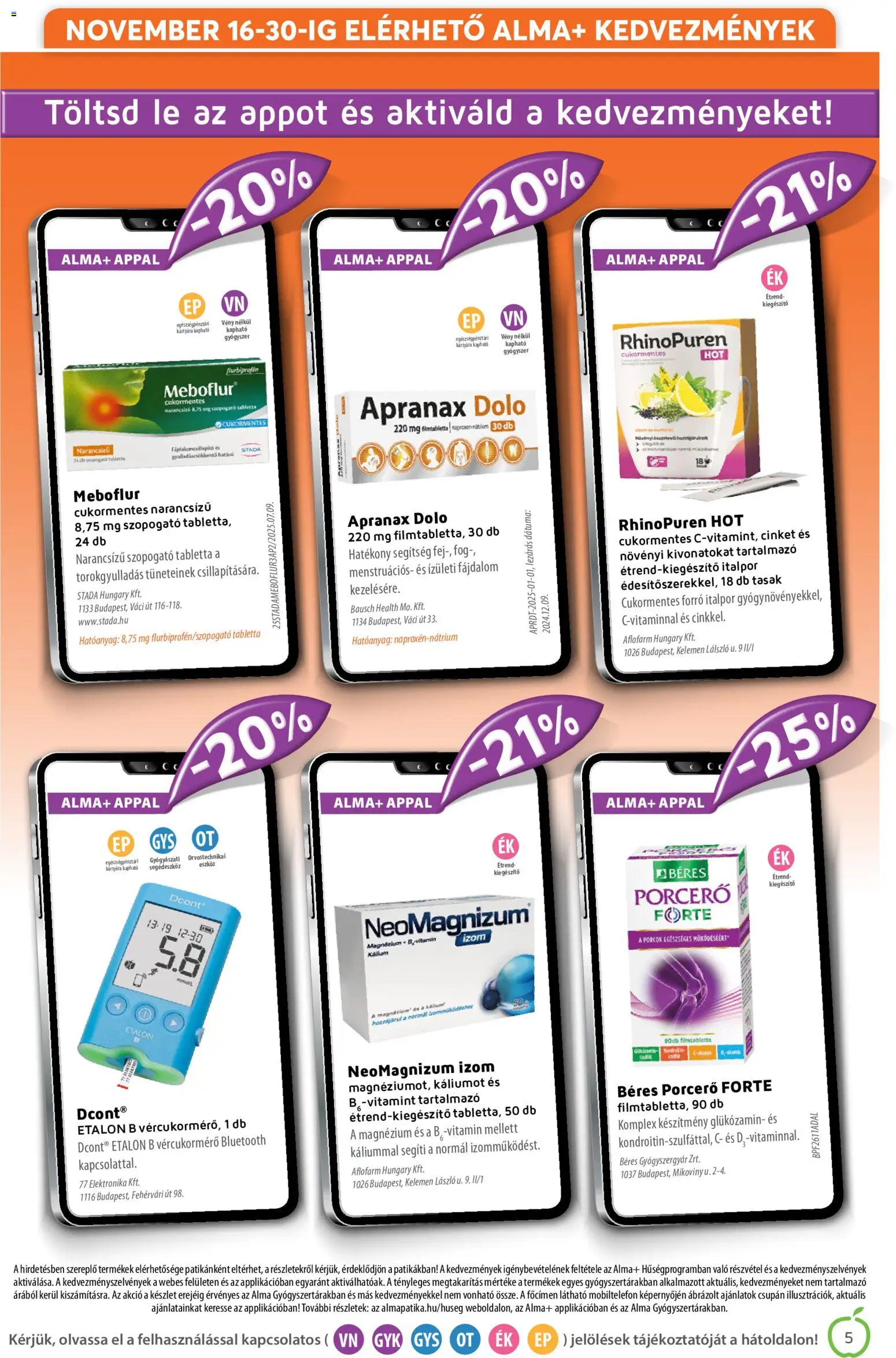 Alma Gyógyszertárak akciós ujság - amely érvényes a következő dátumtól: 01.12.2025 | Oldal: 5