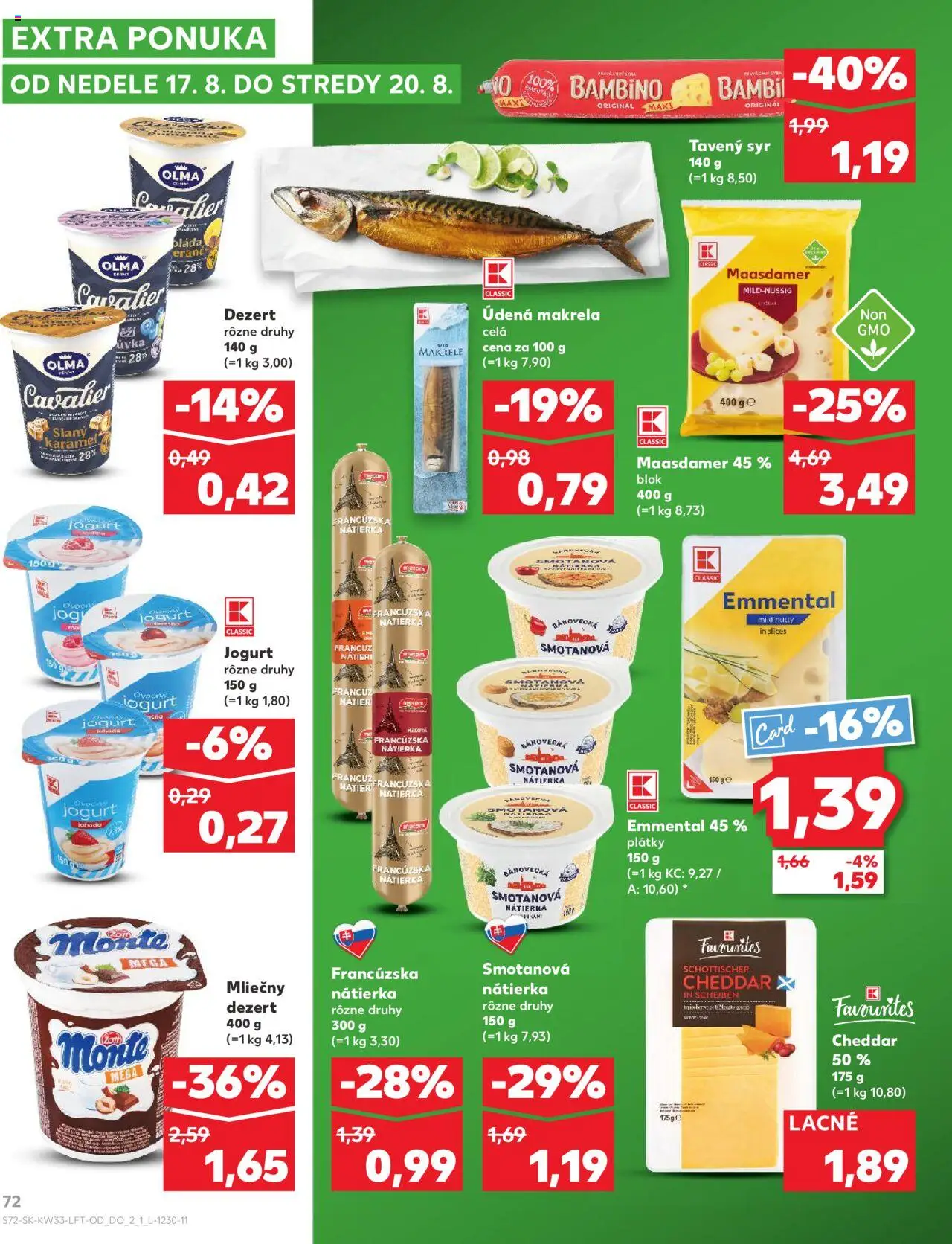 Kaufland Nové Zámky │ platný od 14.08.2025 | Strana: 72 | Produkty: Syr, Jogurt