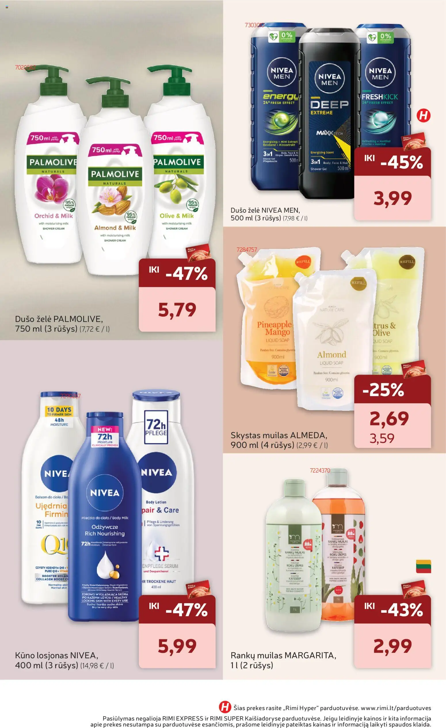 Rimi akcijos nuo 03.03.2026 | Puslapis: 11 | Prekių: Skystas muilas, Muilas, Dušo želė