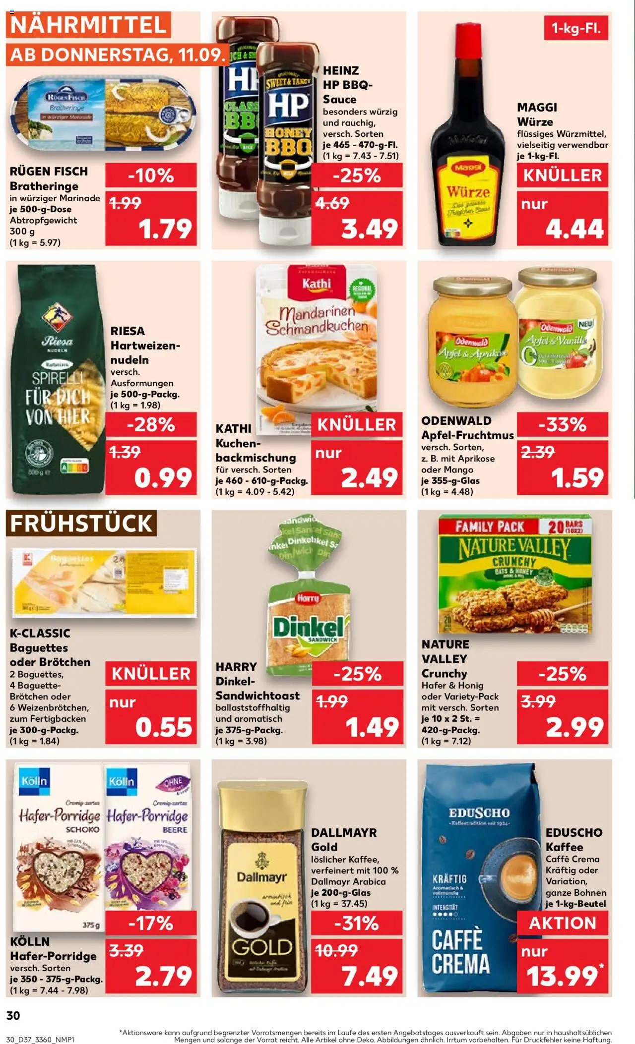 Kaufland prospekt Berlin	 – gültig ab 11.09.2025 | Seite: 30 | Produkte: Fisch, Dallmayr, Mango, Nudeln