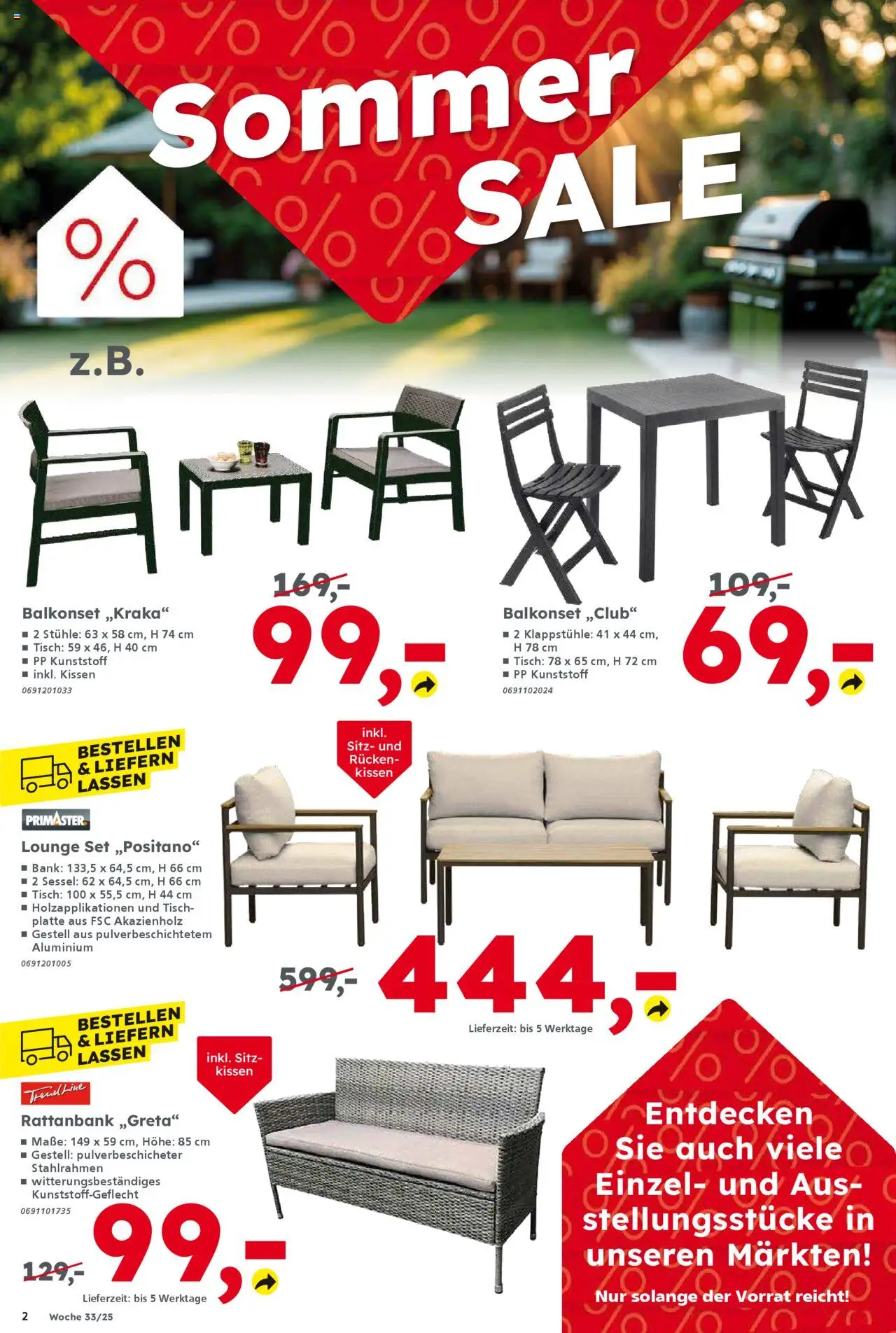 Globus Baumarkt Prospekt 	 - gültig ab dem 11.08.2025 | Seite: 2 | Produkte: Kissen, Sessel, Tisch