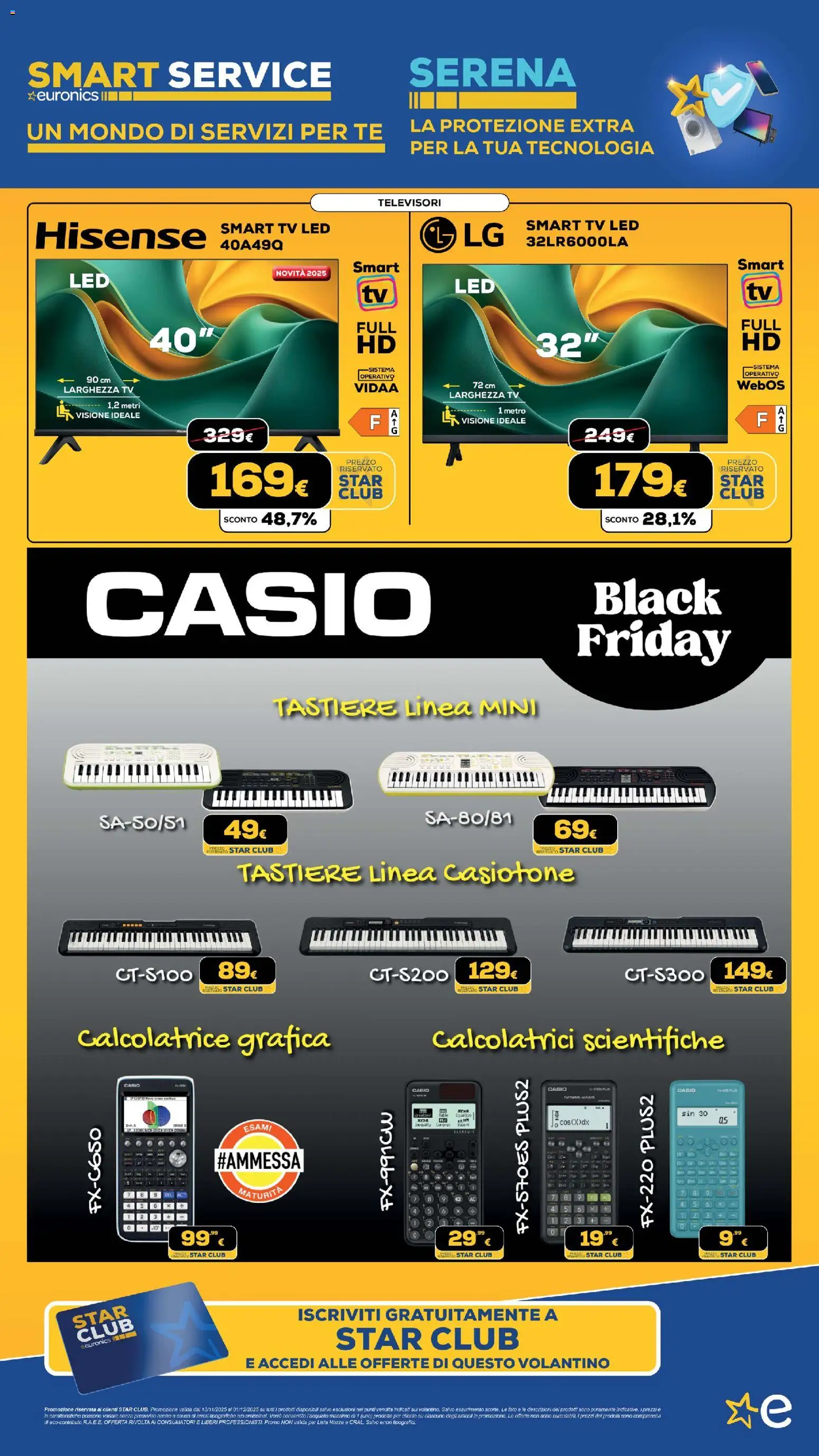 Volantino Euronics del 13.11.2025 | Pagina: 444 | Prodotti: Tè, smart TV, TV, Calcolatrice