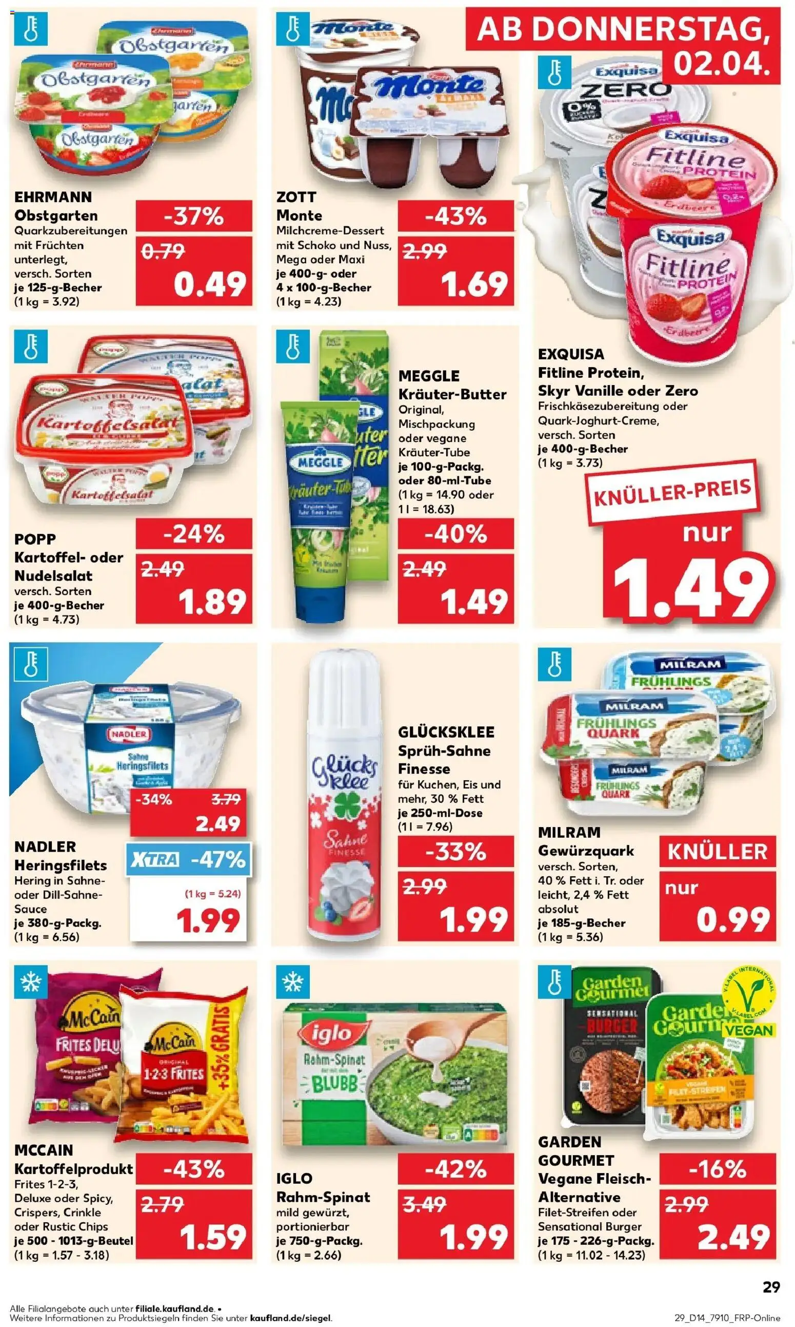 Kaufland Prospekt Marktredwitz	 – gültig ab 30.03.2026 | Seite: 45 | Produkte: Quark, McCain, Milram, Sahne