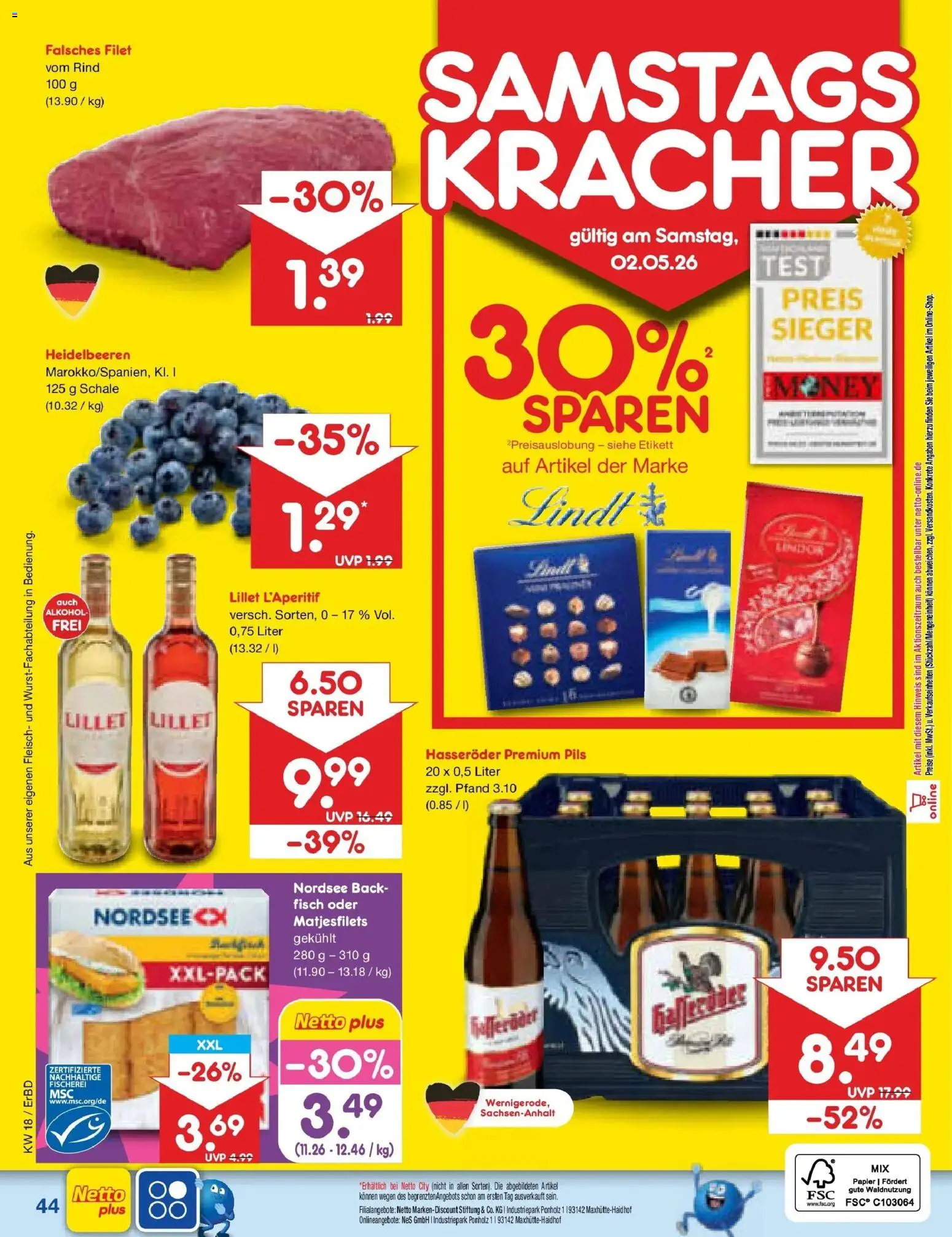 Netto Marken-Discount Prospekt Jena-Lobeda	 – gültig ab 27.04.2026 | Seite: 62 | Produkte: Pils, Lillet, Heidelbeeren, Hasseröder