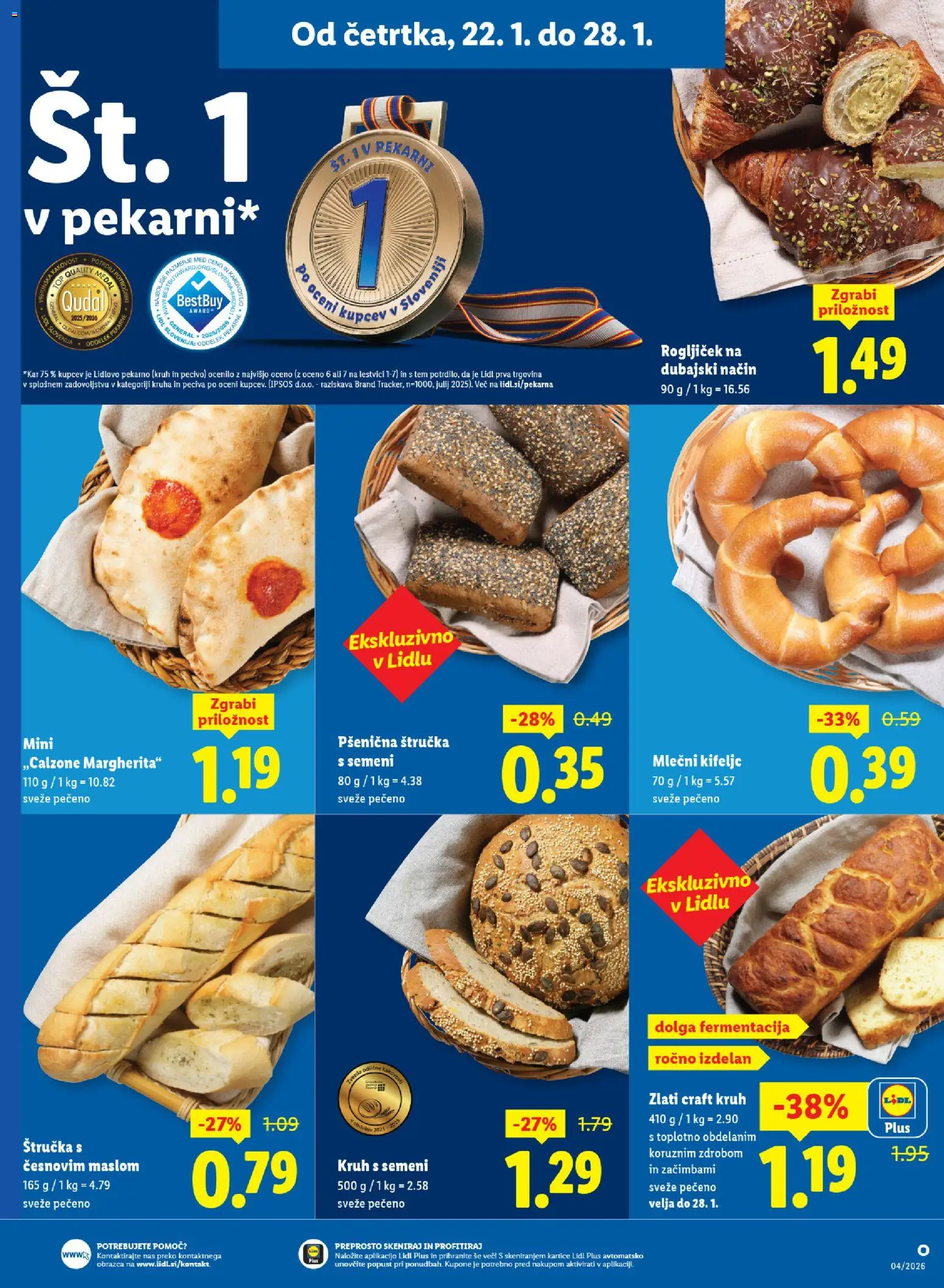 Novi Lidl katalog ponudbe – veljaven od 22.01.2026 | Stran: 7 | Izdelki: Štručka, Kruh