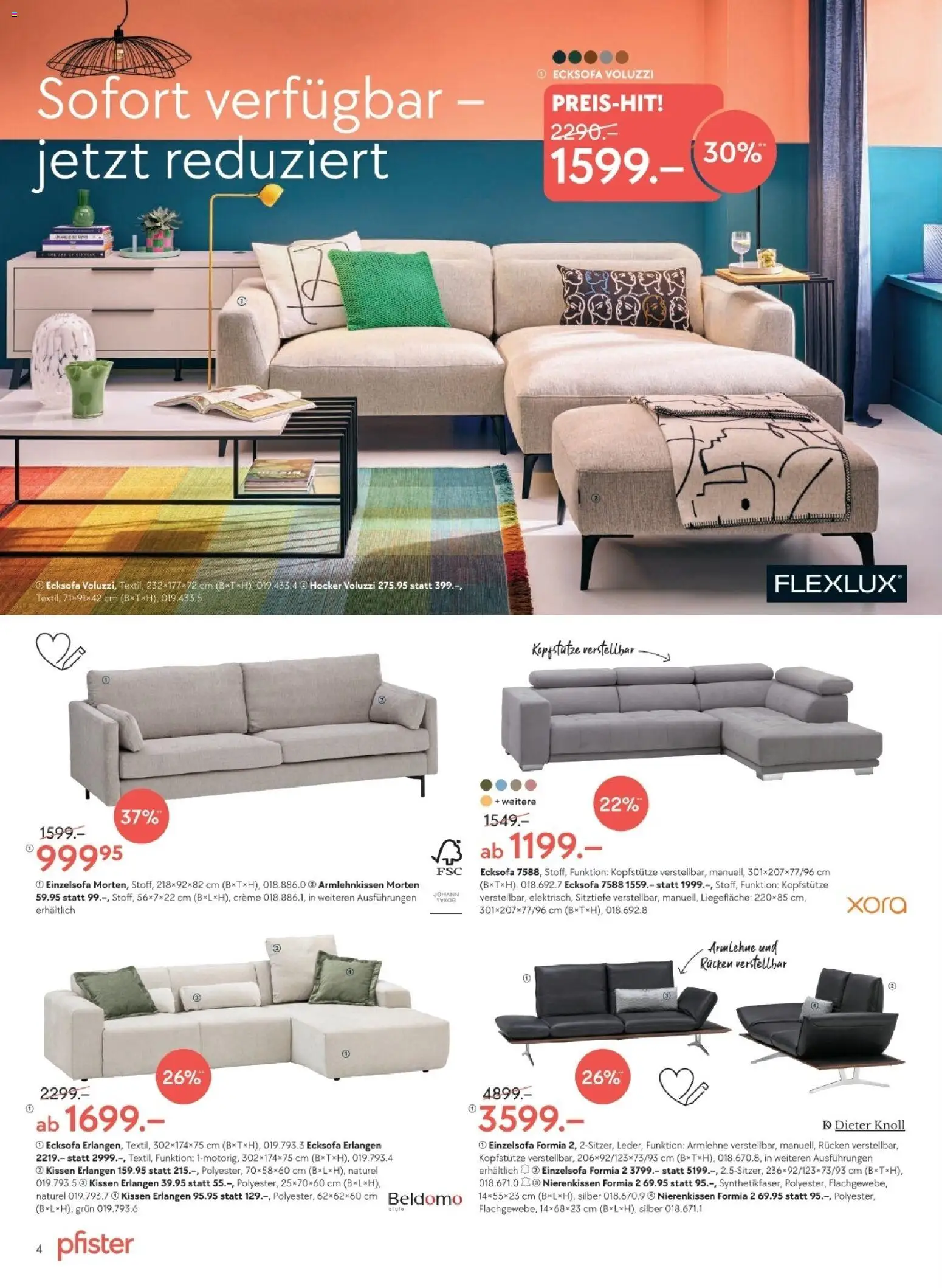 Pfister Aktionen – gültig ab 02.12.2025 | Seite: 4 | Produkte: Hocker, Kissen, Ecksofa, Creme