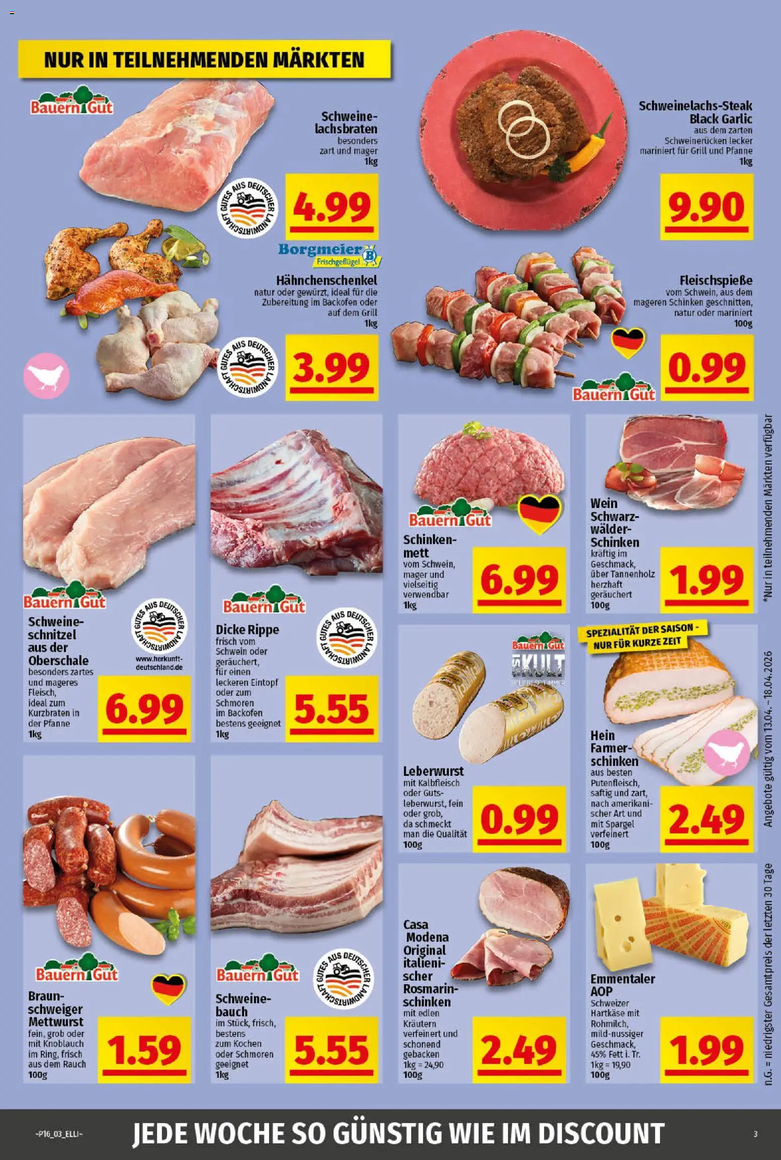 Elli Markt Prospekt Greffen – gültig ab 13.04.2026 | Seite: 3 | Produkte: Grill, Schnitzel, Knoblauch, Schinken