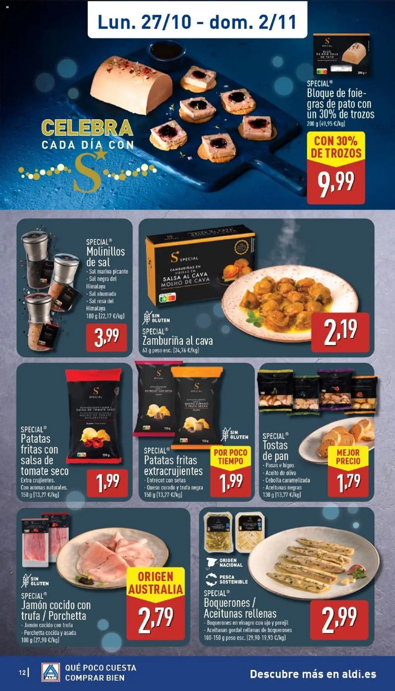 Aldi folleto Baleares │ válido desde el 27.10.2025 | Página: 12 | Productos: Pan, Jamón cocido, Aceite de oliva, Σαντιγύ