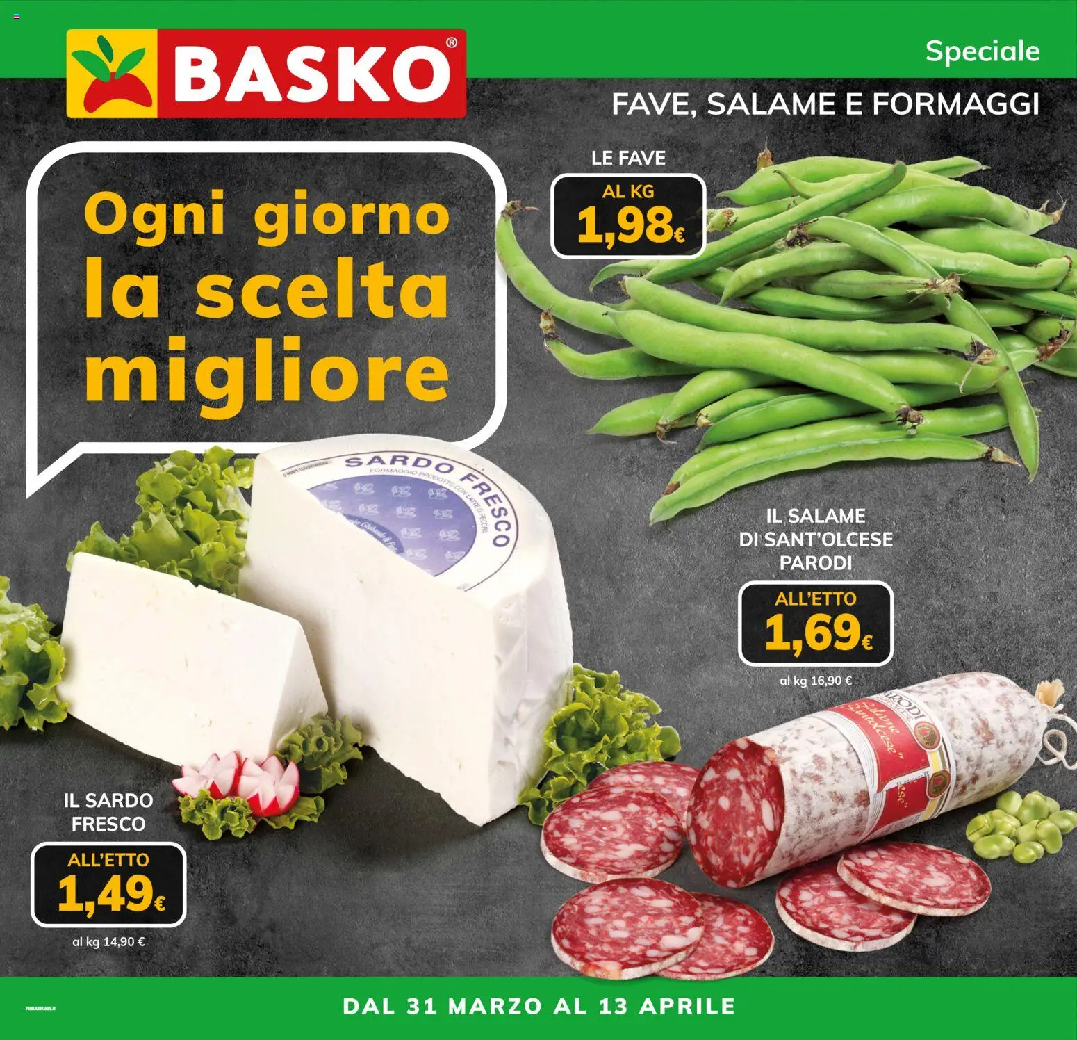 Volantino Basko del 31.03.2026 | Pagina: 1 | Prodotti: Salame, Latte