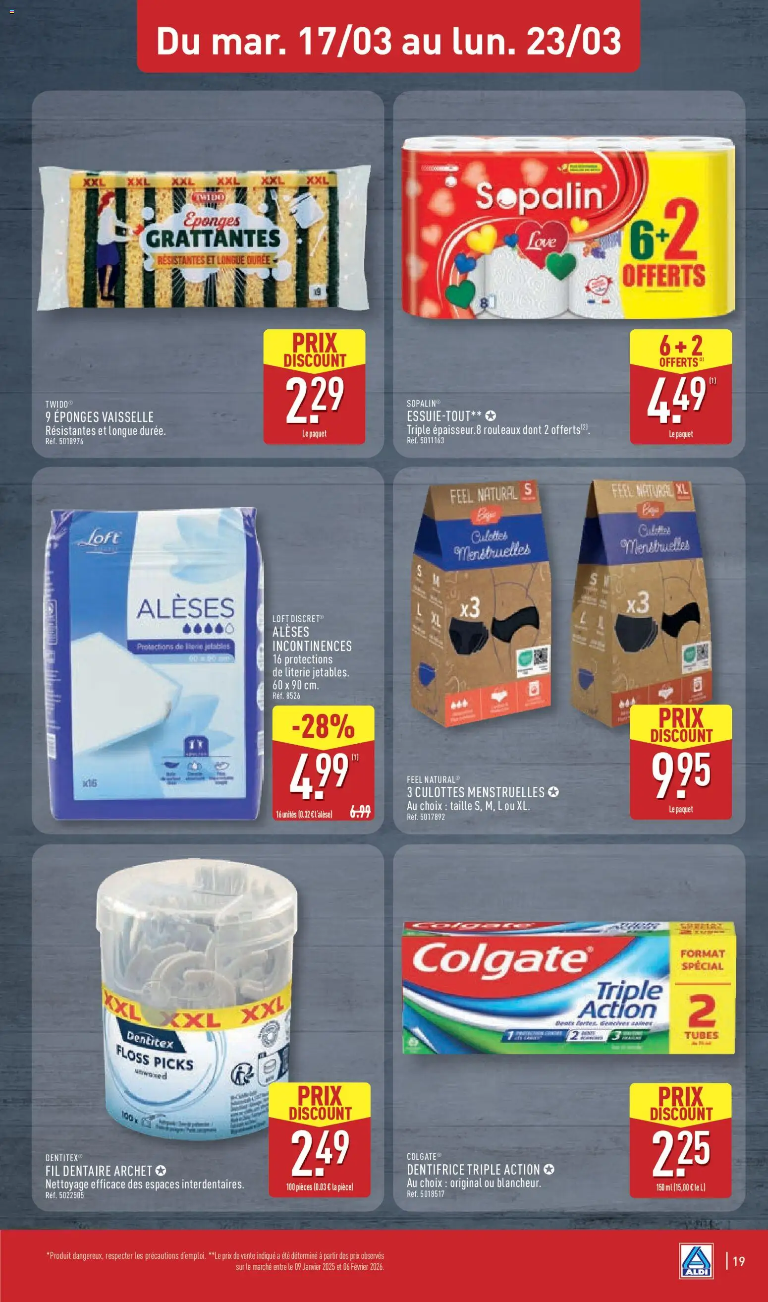 {H1} | Page: 21 | Produits: Culottes menstruelles, Dentifrice, Literie